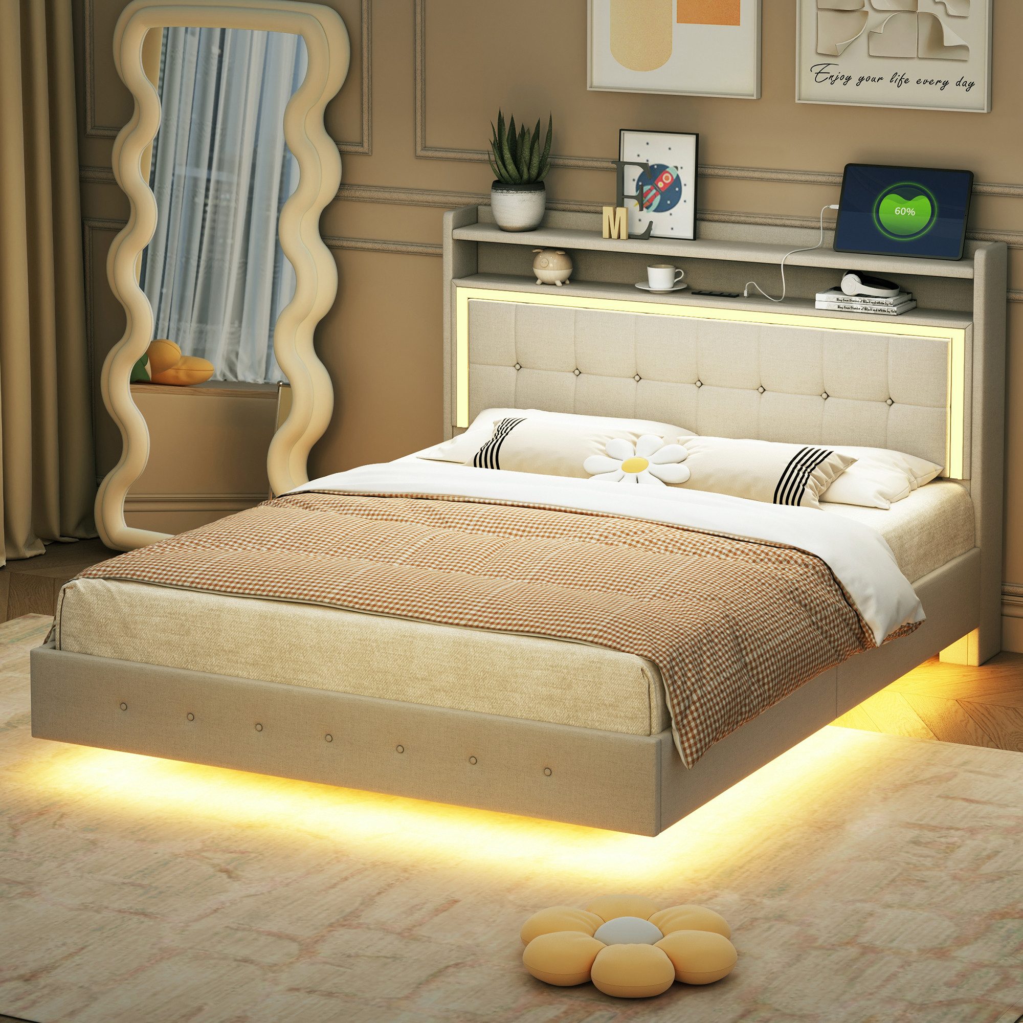 OKWISH Polsterbett Funktionsbett Kinderbett Gästebett Doppelbett günstig online kaufen