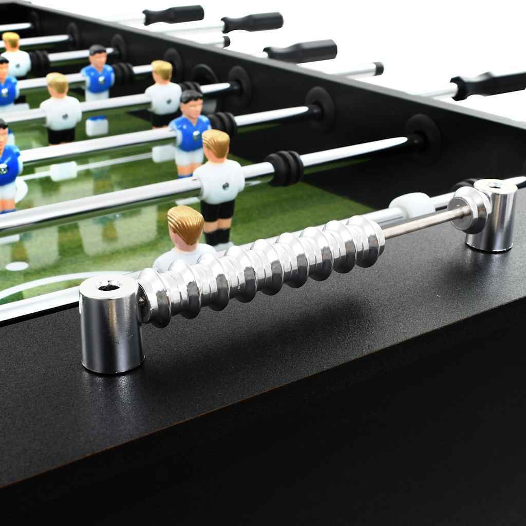 furnicato Tischfußballspiel Fußballtisch Schwarz 140 x 74,5 x 87,5 cm MDF und Stahl, Höhenverstellbarer Kickertisch mit rutschfesten Griffen für Gruppen