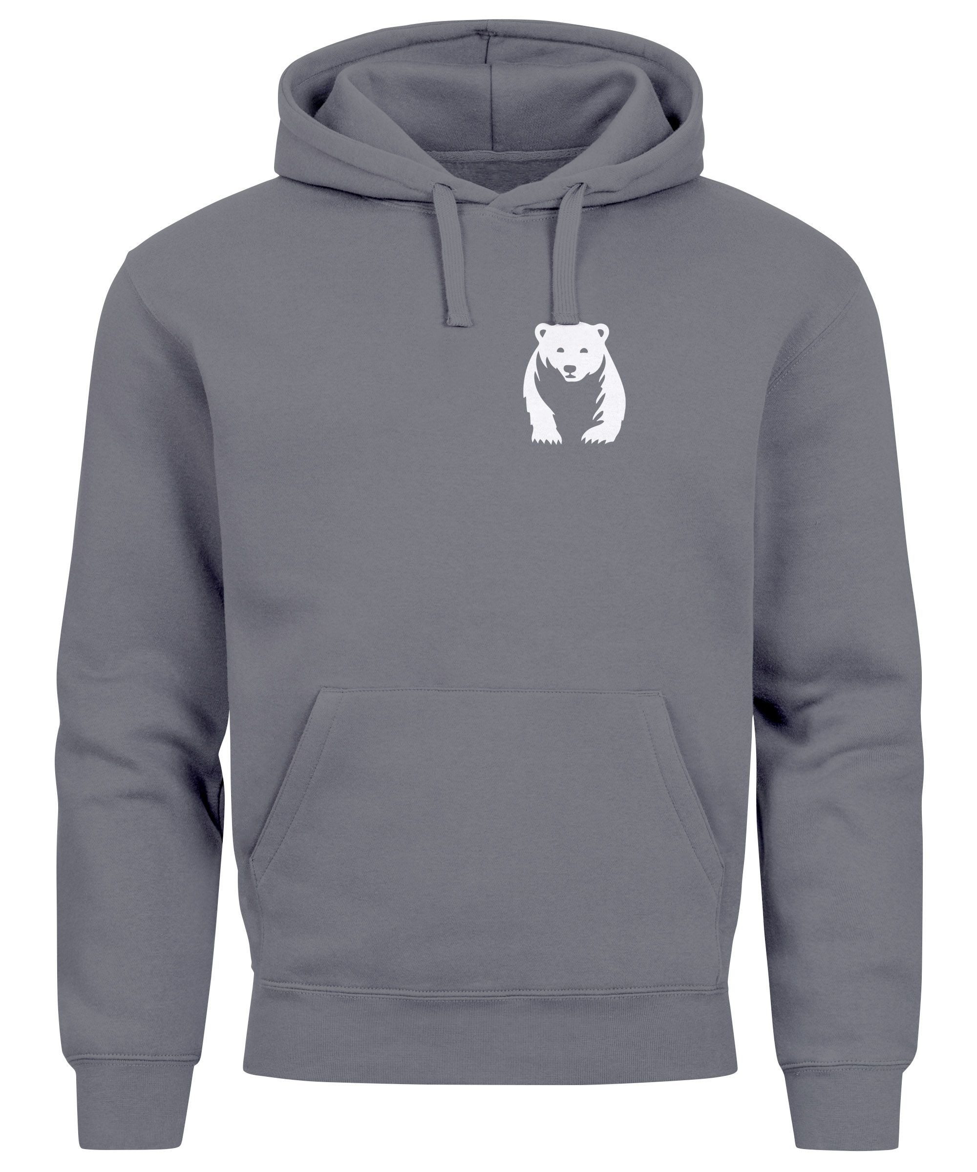 Hoodie Hoodie Herren Print Aufdruck Motiv Brustprint Logo Bär Natur Outdoor