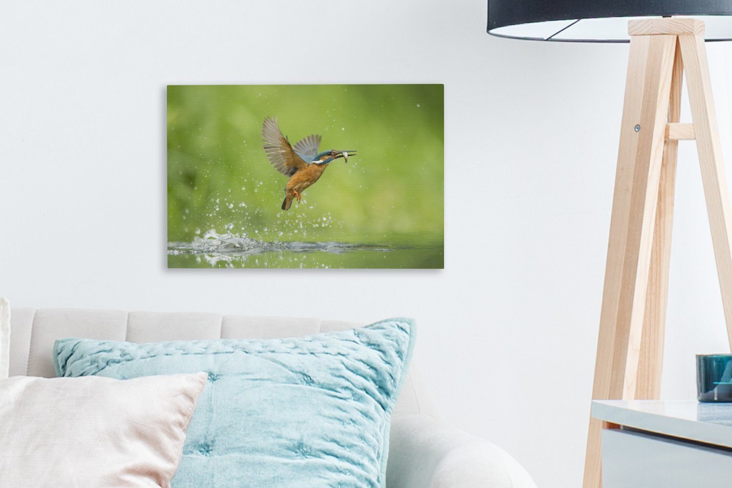 OneMillionCanvasses® Leinwandbild Eisvogel - Wandbild (1 - St), Wanddeko, Fische Leinwandbilder, Tiere, cm Aufhängefertig, 30x20