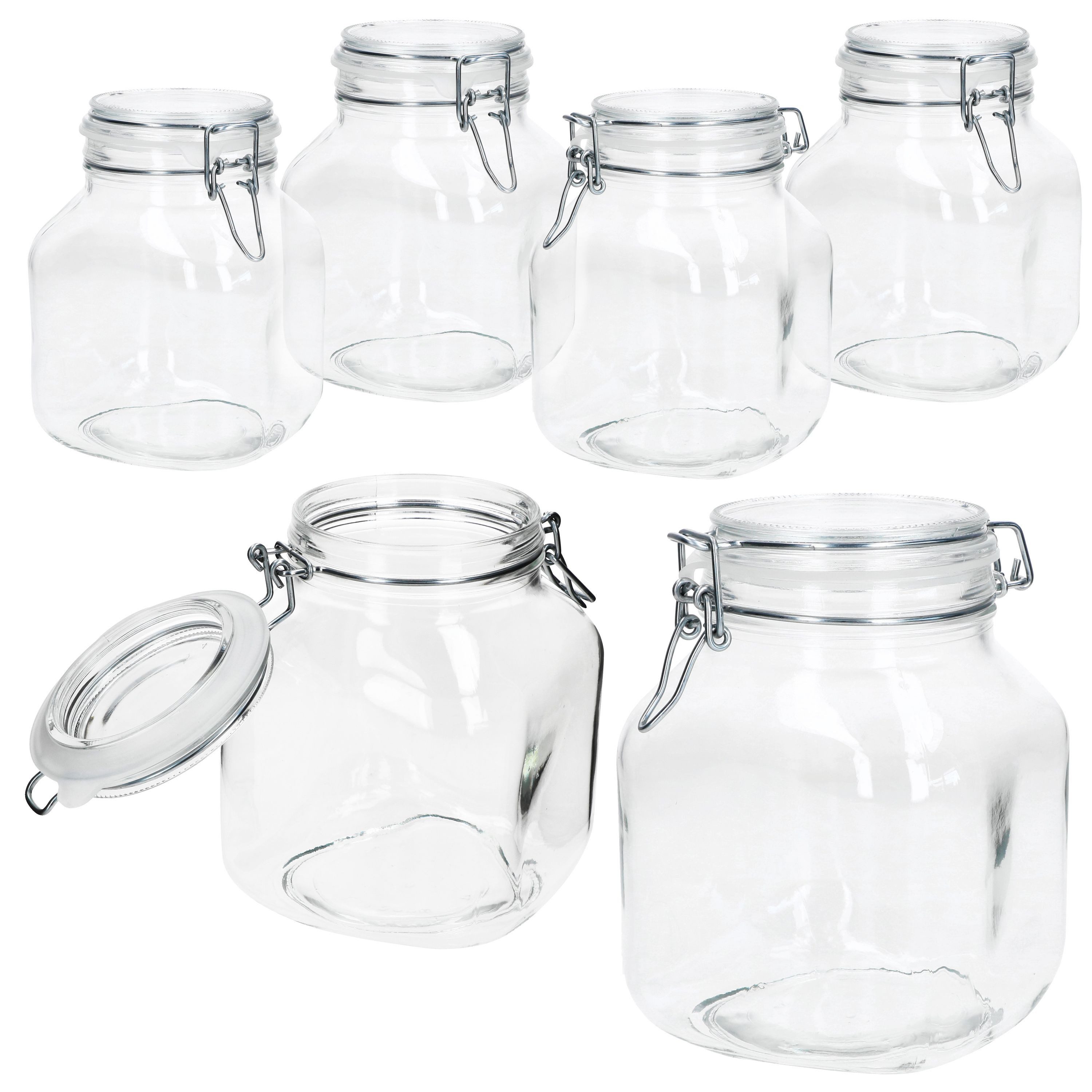 MamboCat Vorratsglas 6x PRIMA Vorratsglas 2L Glas Bügelverschluss luftdicht Einmachglas, Glas, Aufbewahrungsglas