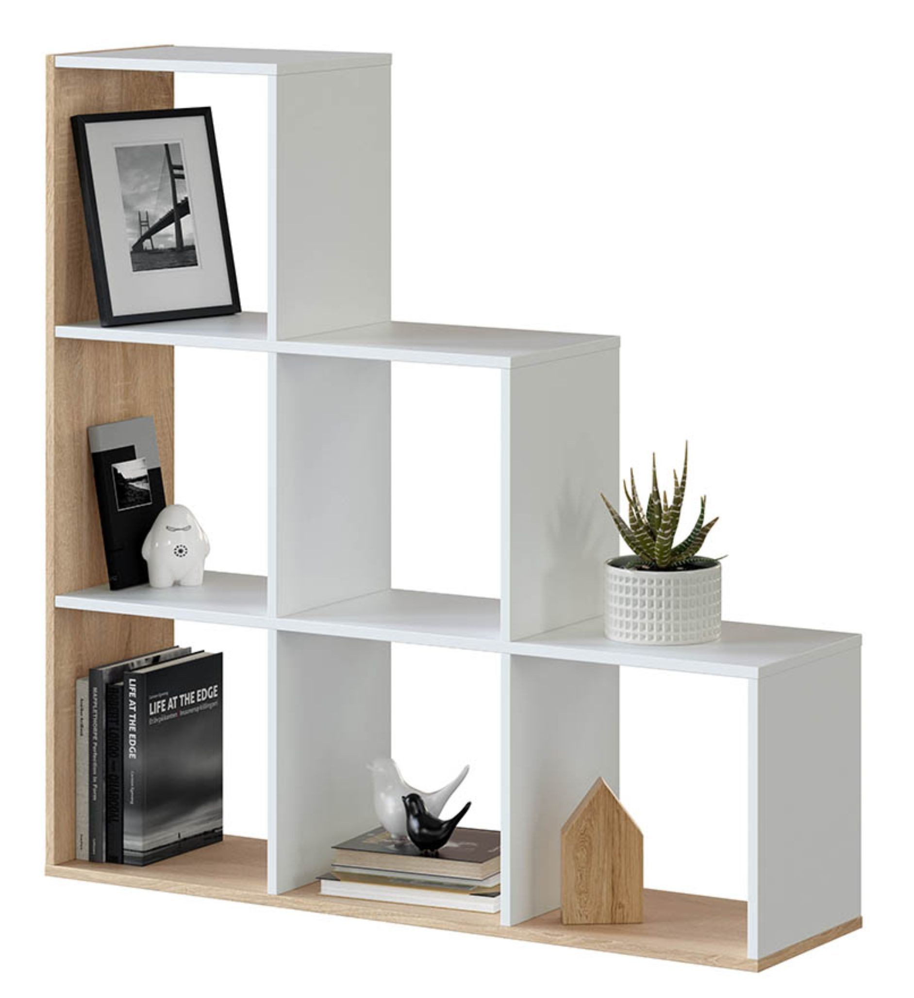 freiraum Stufenregal Step, in Kanda-Eiche / Artik-Weiß - 108x110x28 (BxHxT)