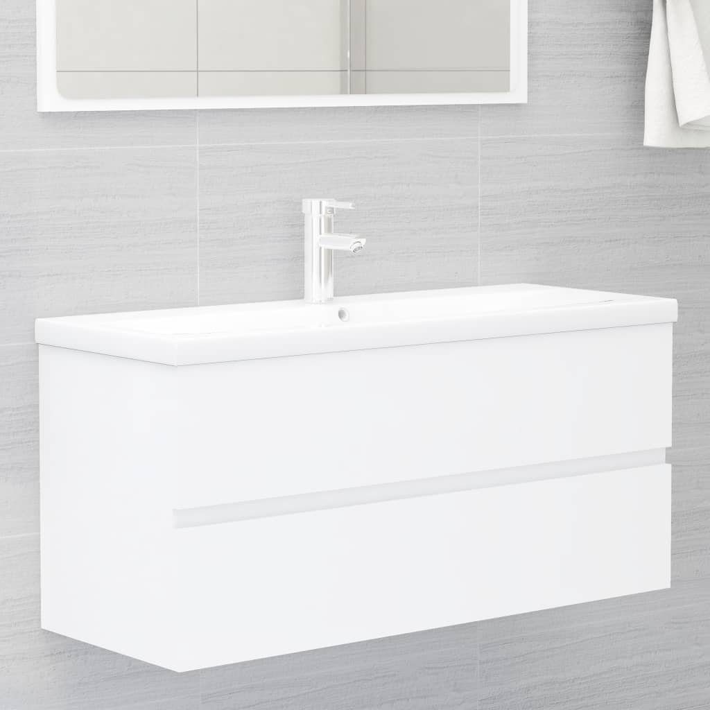 vidaXL Badezimmer-Set Waschbeckenunterschrank Weiß 100x38,5x45 cm Holzwerkstoff, (1-St)