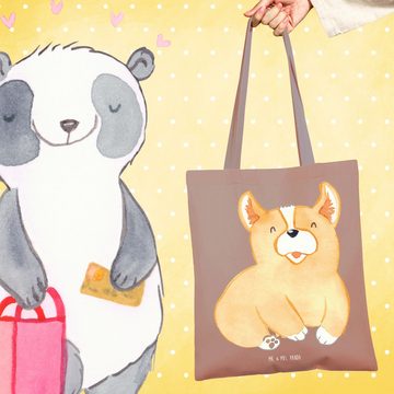 Mr. & Mrs. Panda Tragetasche Corgie - Braun Pastell - Geschenk, Jutebeutel, Einkaufstasche, Hund, (1-tlg), Design-Highlight