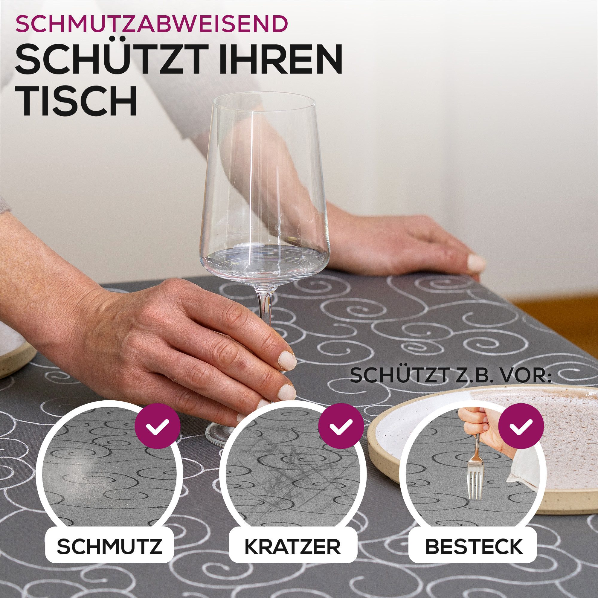 Beautex Tischdecke Tischdecke Ornamente, bügelfrei, fleckabweisend, pflegeleicht (1-tlg)
