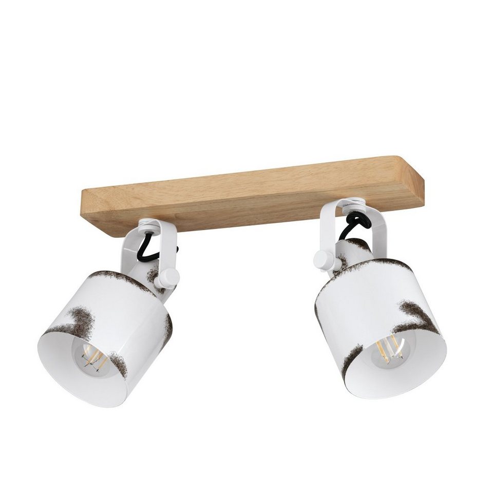 EGLO LED Deckenspot Kilburn, Leuchtmittel exklusive, Deckenlampe mit  schwenkbaren Spots, Landhaus Stil, Holz, Natur, E27