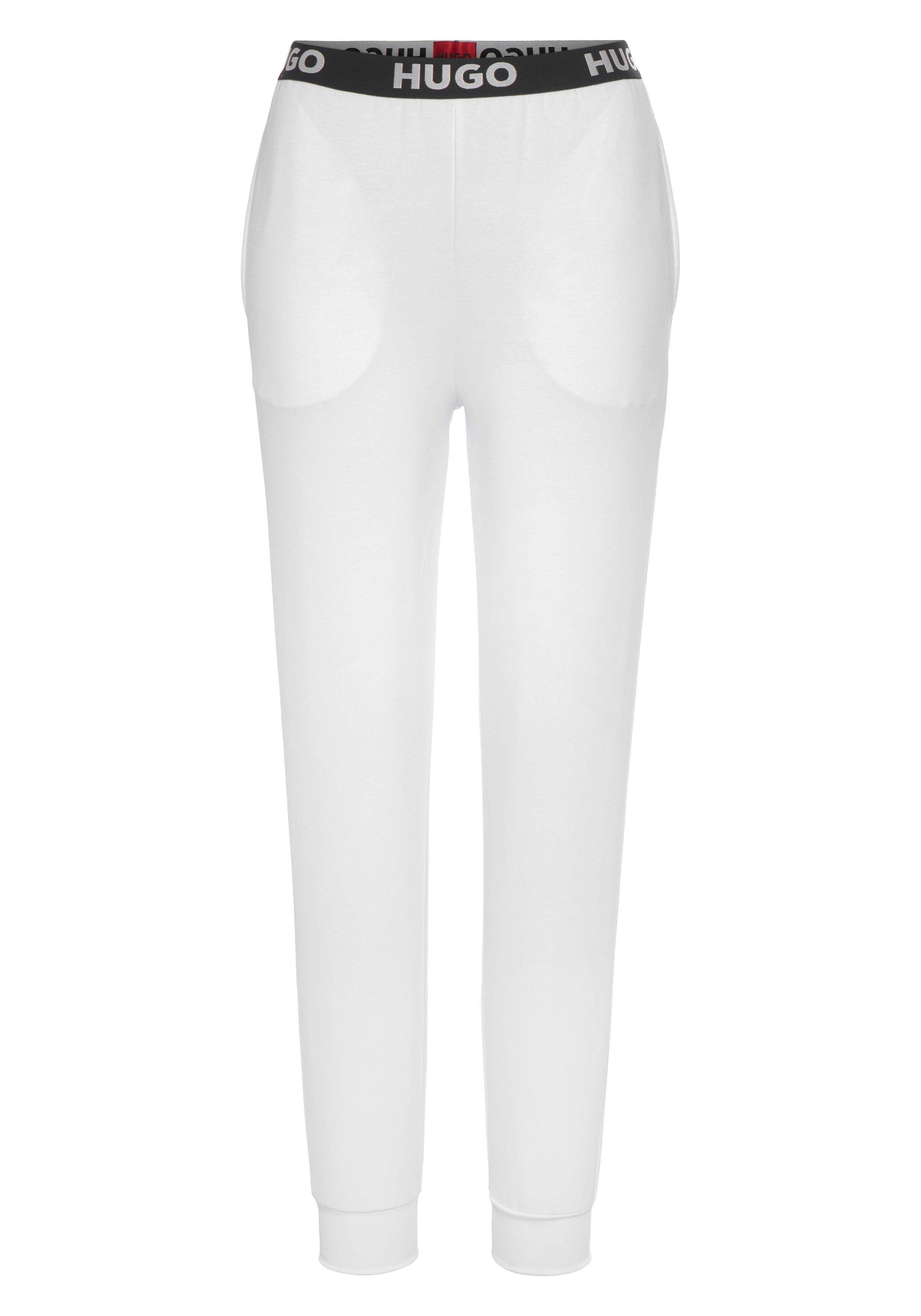 HUGO Homewearhose SPORTY LOGO_PANTS mit elastischem Logobund White | Stretchhosen