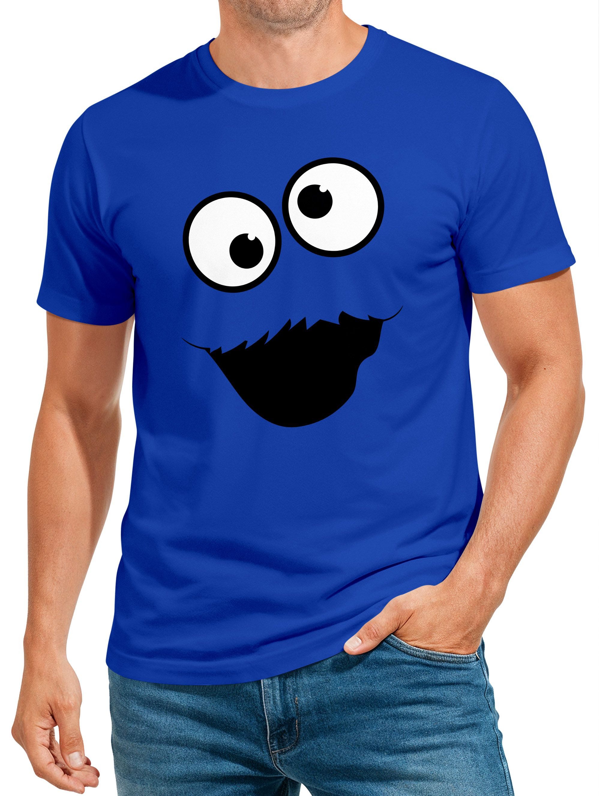 Print-Shirt Herren T-Shirt Fasching Karneval Keksmonster Krümel-Ungeheur Kostüm