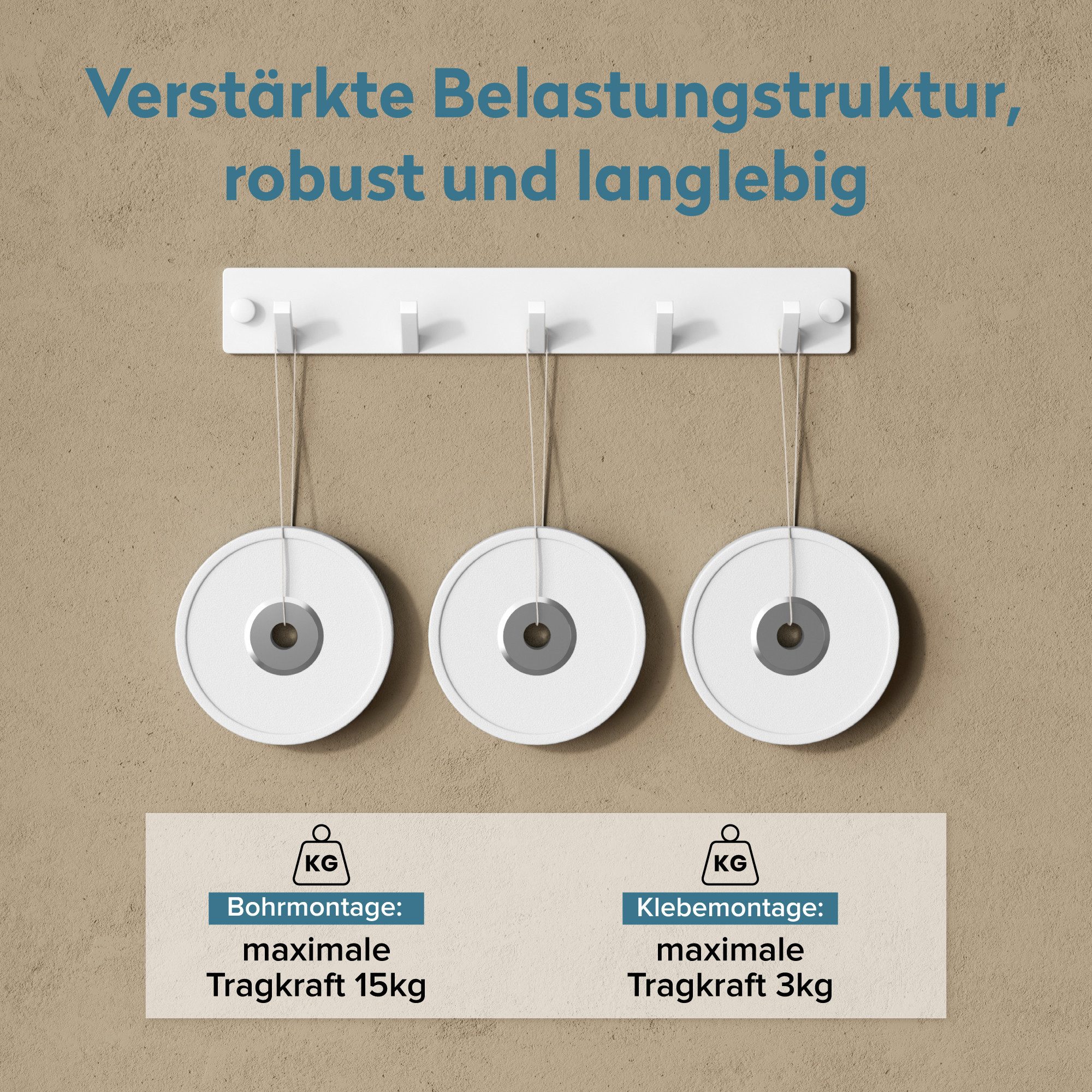 doporro Wandgarderobe Garderobenhaken Edelstahl, Kleiderhaken Wand mit 5 Haken Stalo-05, Hochwertiger Edelstahl – Bild 3 von 5