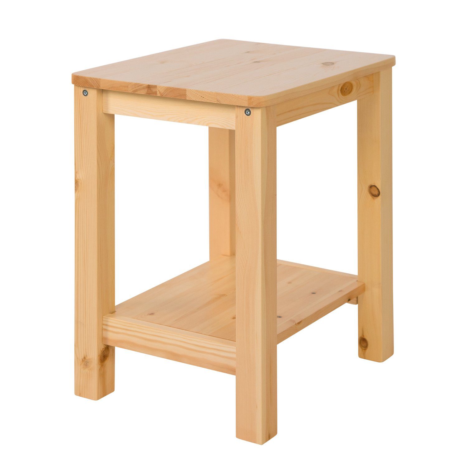 Homestyle4u Nachttisch Beistelltisch Holz Grau Weiß Natur Schlafzimmer Couchtisch Wohnzimmert, Hocker, Blumenhocker