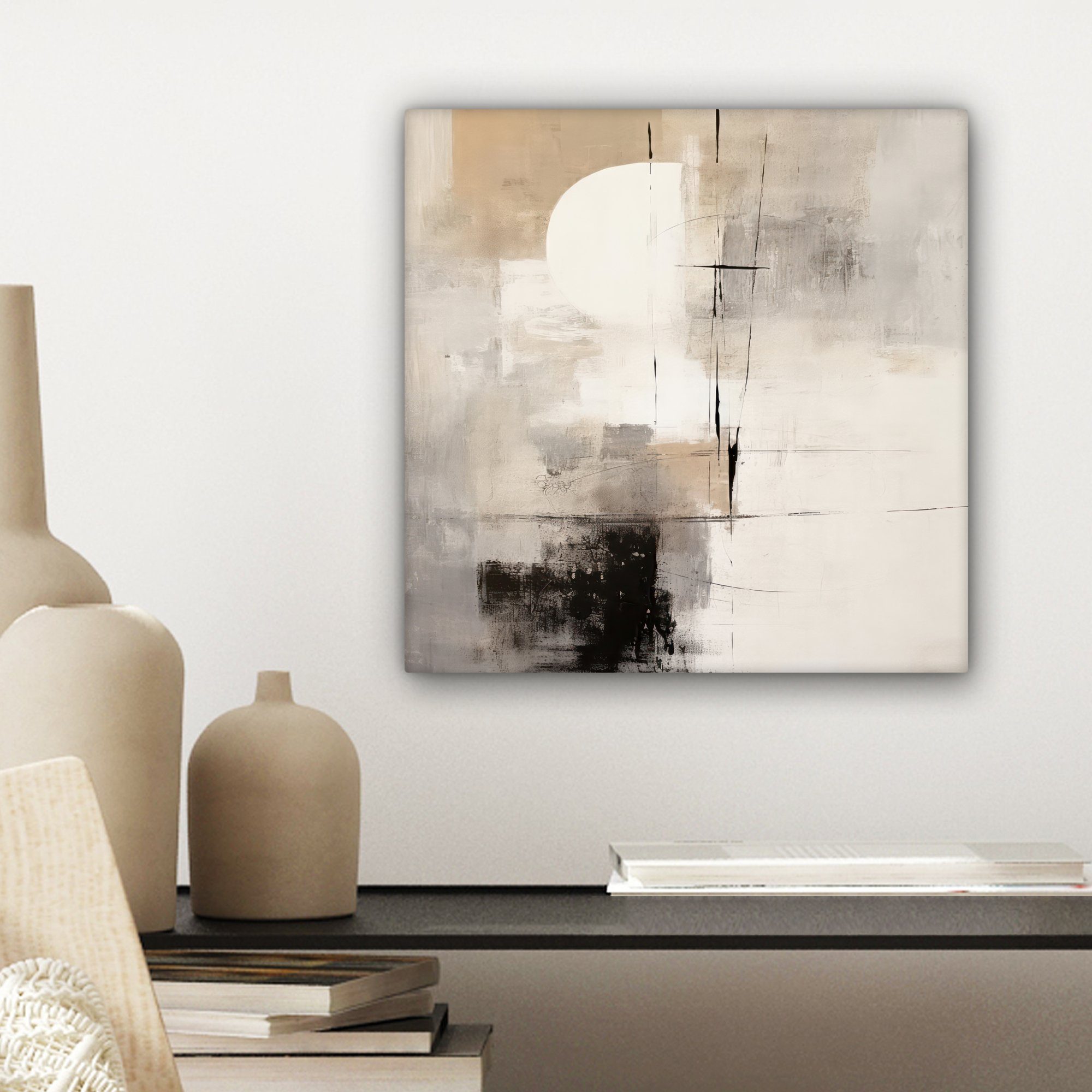 OneMillionCanvasses® Leinwandbild Abstrakt - Kunst St), Bilder 20x20 Schlafzimmer, - Leinwand Grau, (1 cm Wohnzimmer für