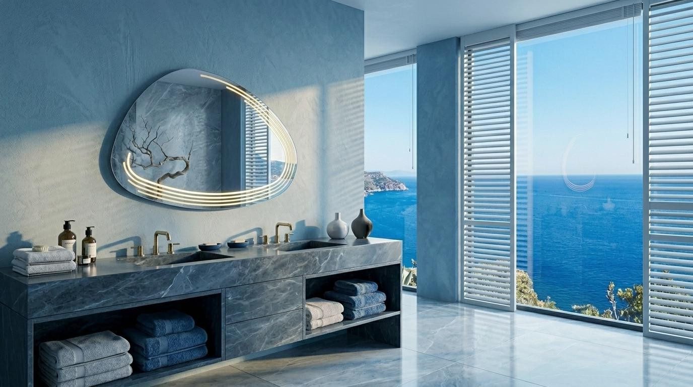 Xlmoebel Wandspiegel Beige Wandspiegel mit Licht – Elegant und funktional für jeden, Made in Europa