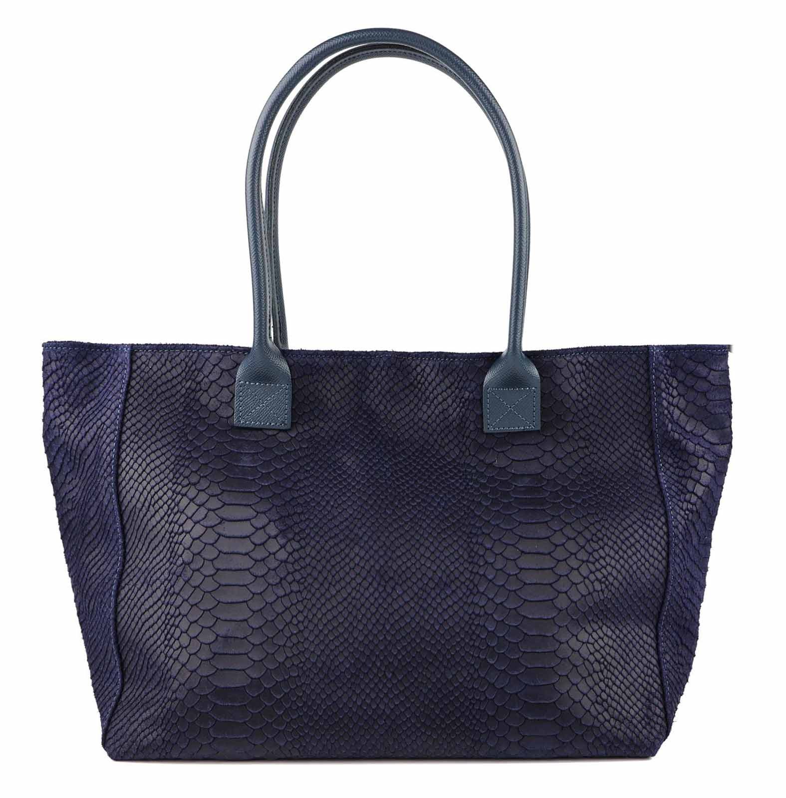 Shopper Made in Italy Damen Leder Tasche Schlange Prägung Tote Bag Handtasche