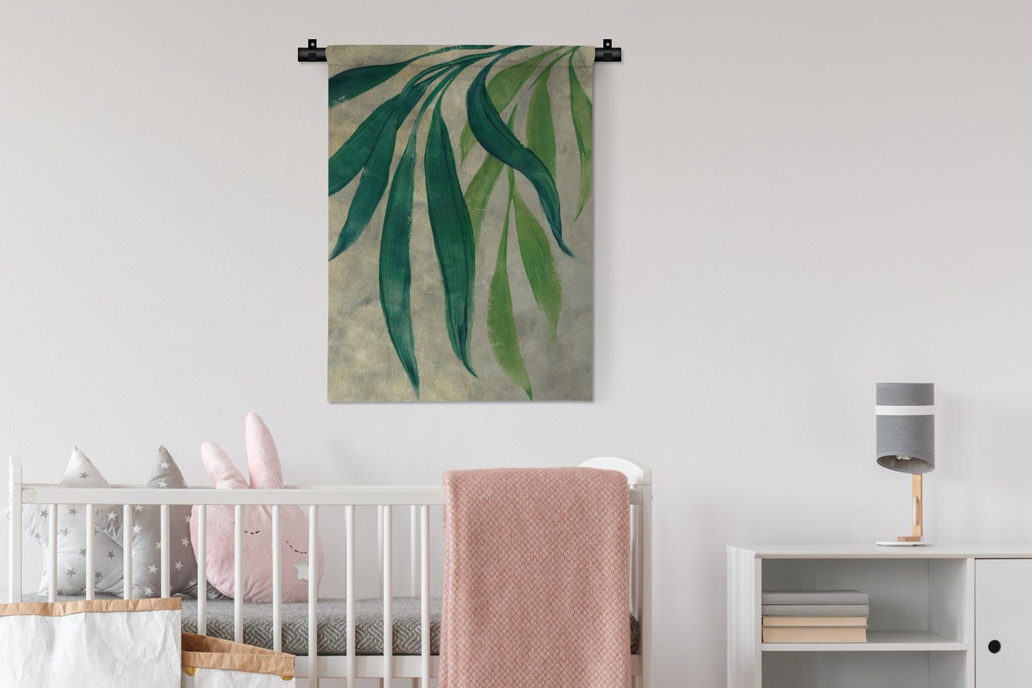 der Pflanzen Wanddekoobjekt an Schlafzimmer - Tapisserie, für Wohnzimmer, Wand, Deko Natur Vintage, - Grün - Blätter - MuchoWow