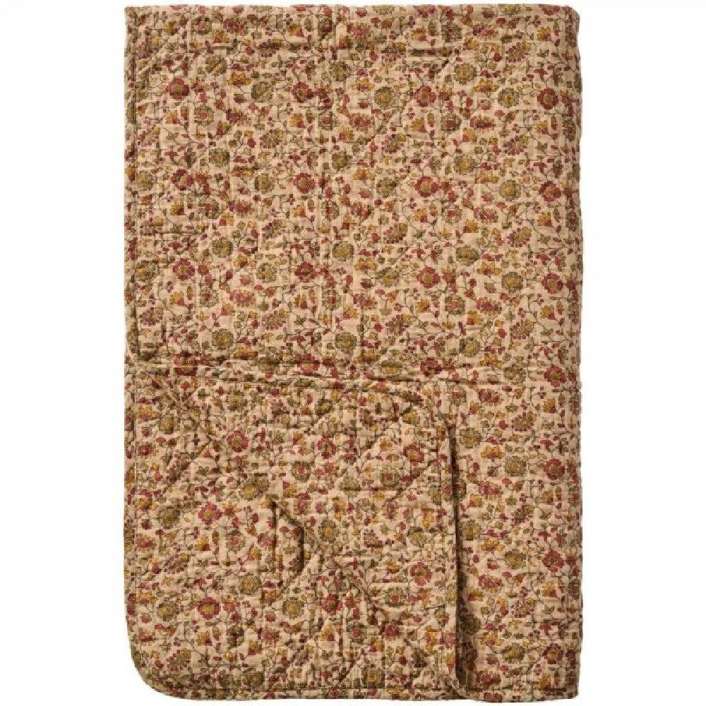 Wohndecke Ib Laursen Quilt Decke Tagesdecke mit Blumenranken Braun Rot Oran günstig online kaufen