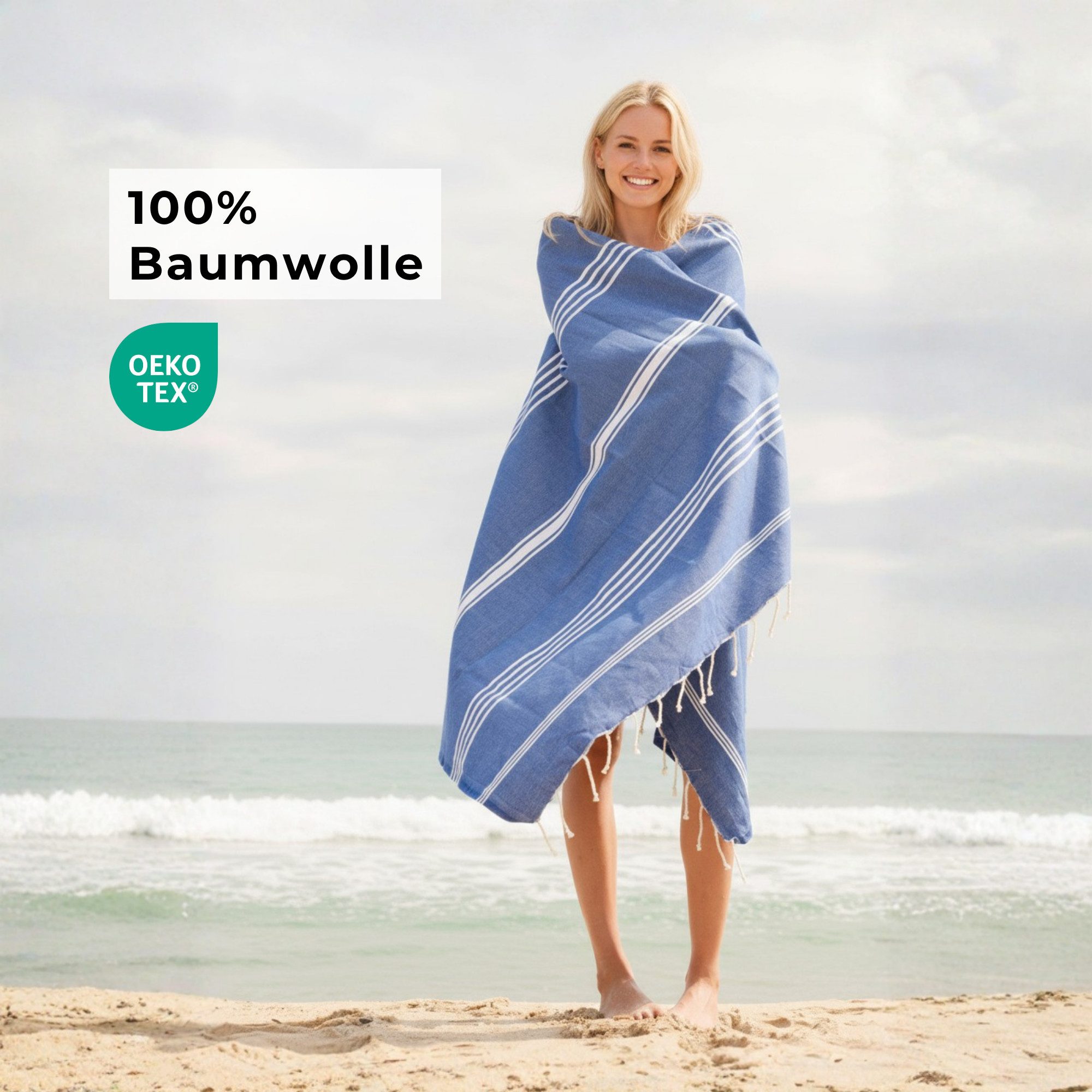 furora HOLIDAY Saunatuch Strandtuch Hamamtuch: groß 100x200 cm Saunatuch, Strandhandtuch dünn, Strandtuch Saunatuch aus 100% Baumwolle Strandtuch Set – Bild 2 von 5