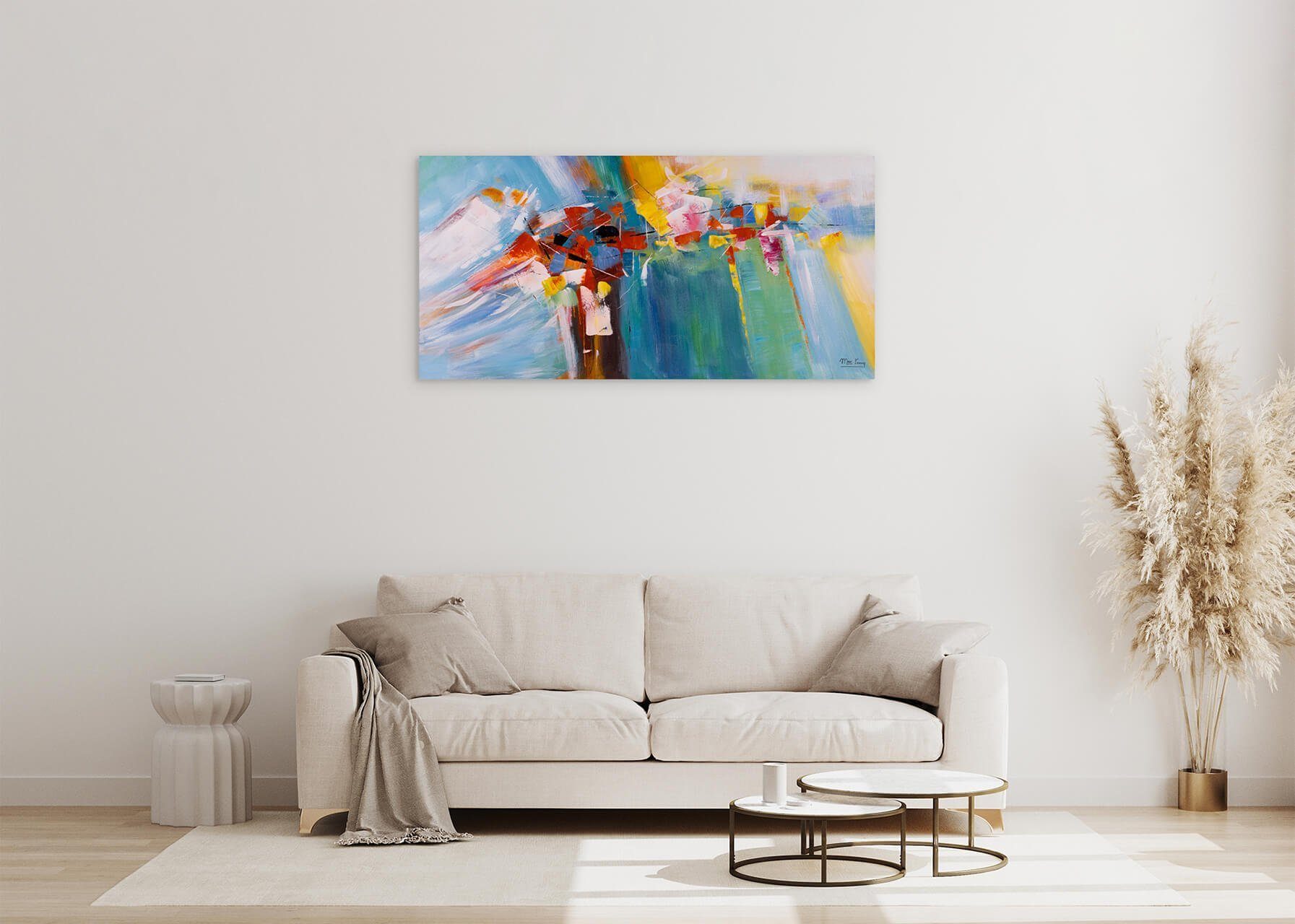 KUNSTLOFT Gemälde Zauberhaftes Riff 120x60 cm, Wohnzimmer 100% HANDGEMALT Leinwandbild Wandbild