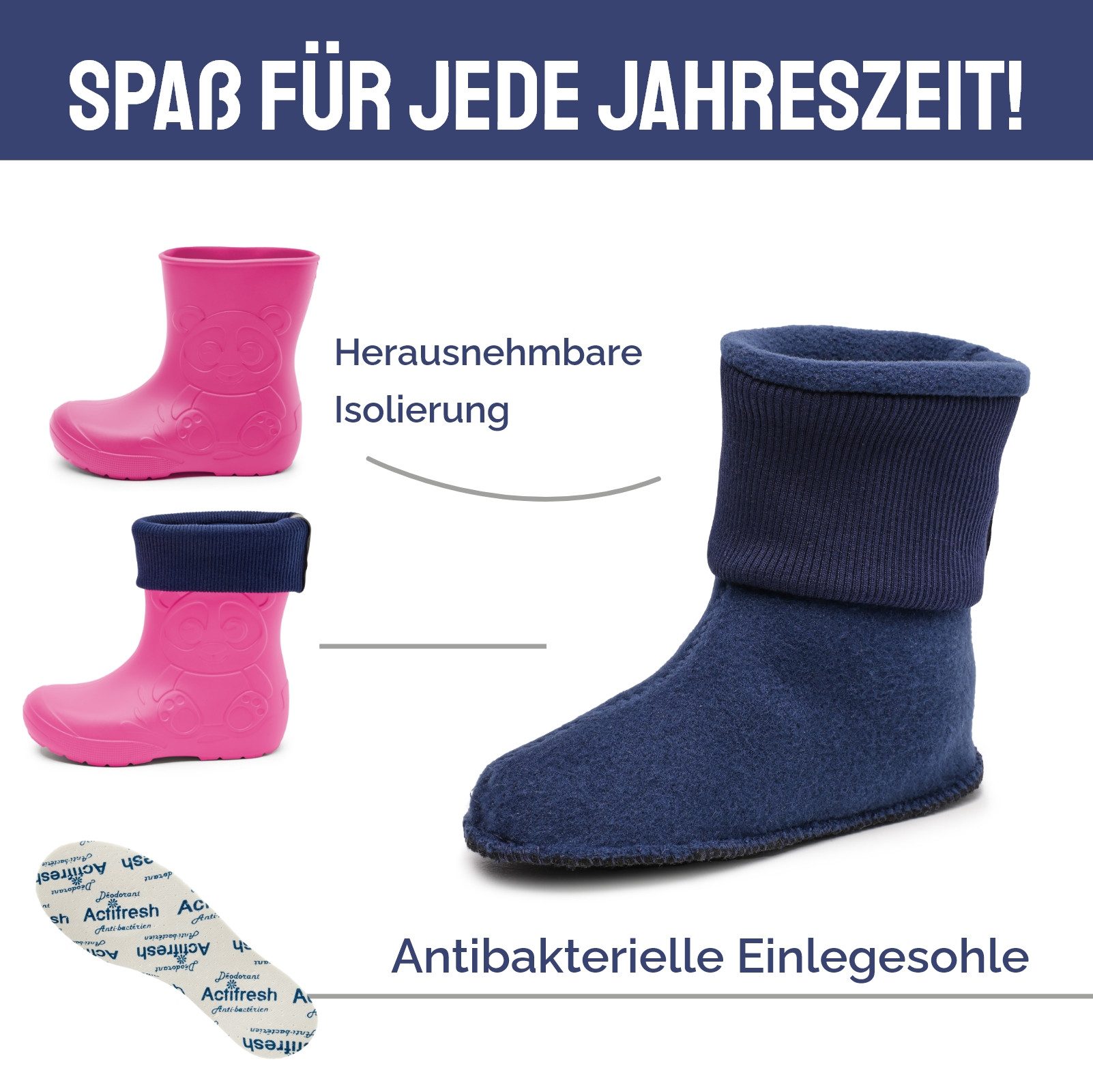 Ladeheid Kinder Federleichte Gummistiefel Thermo mit Fütterung LA-CA-Panda249 Gummistiefel – Bild 3 von 5