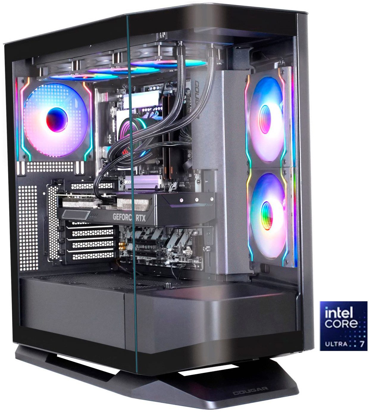 Cougar FV270 BK Core Ultra 7 270K Plus 32GB DDR5 1TB SSD Gaming-PC (Intel® Core Ultra 7 270K Plus, RTX 5070 Ti, 32 GB RAM, 1000 GB SSD, Wasserkühlung, Windows 11, DDR5 RAM)