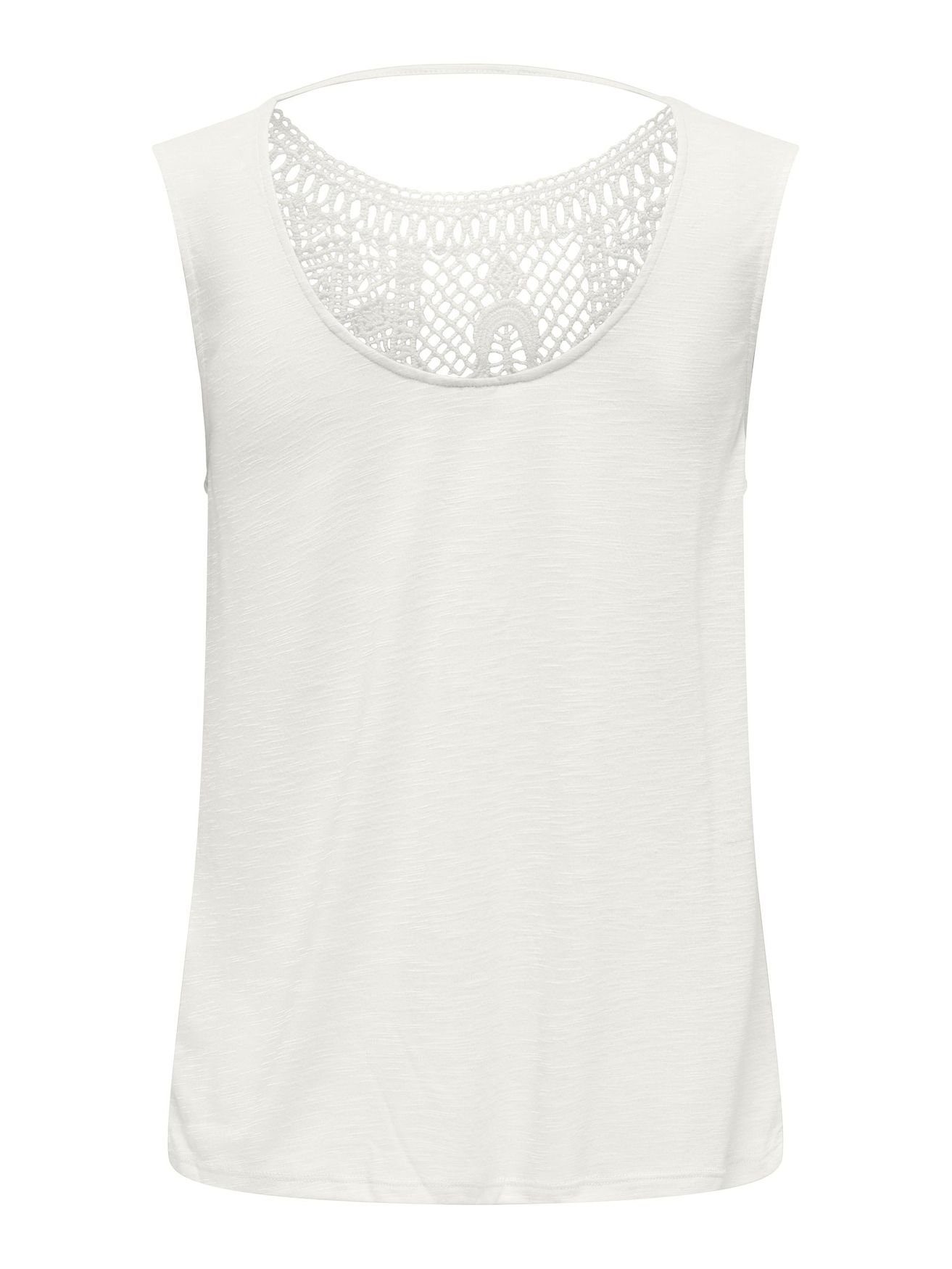 JACQUELINE de YONG Shirttop Tank Top mit Spitzen Einsatz Shirt mit  Rückenausschnitt JDYDODO 5389 in Weiß