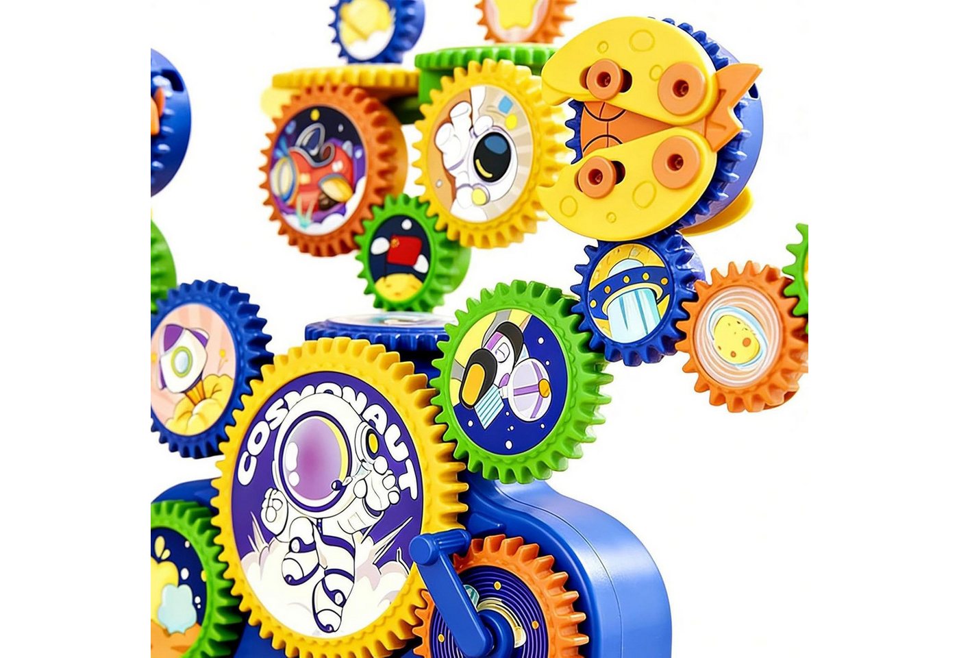 Luckice Lernspielzeug Zahnrad-Bausteine Set, Kreativspielzeug mit Getriebe (Lernspielzeug, fördert Feinmotorik, Geschenkidee)