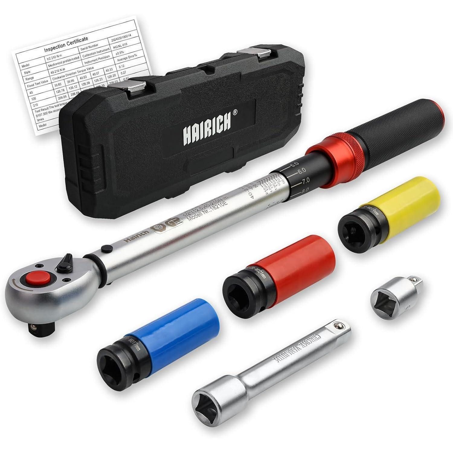 LuxusKollektion Bauschlüssel Drehmomentschlüssel Auto 40 210 Nm 6 tlg TÜV GS 1 2 Zoll 40-210N.m