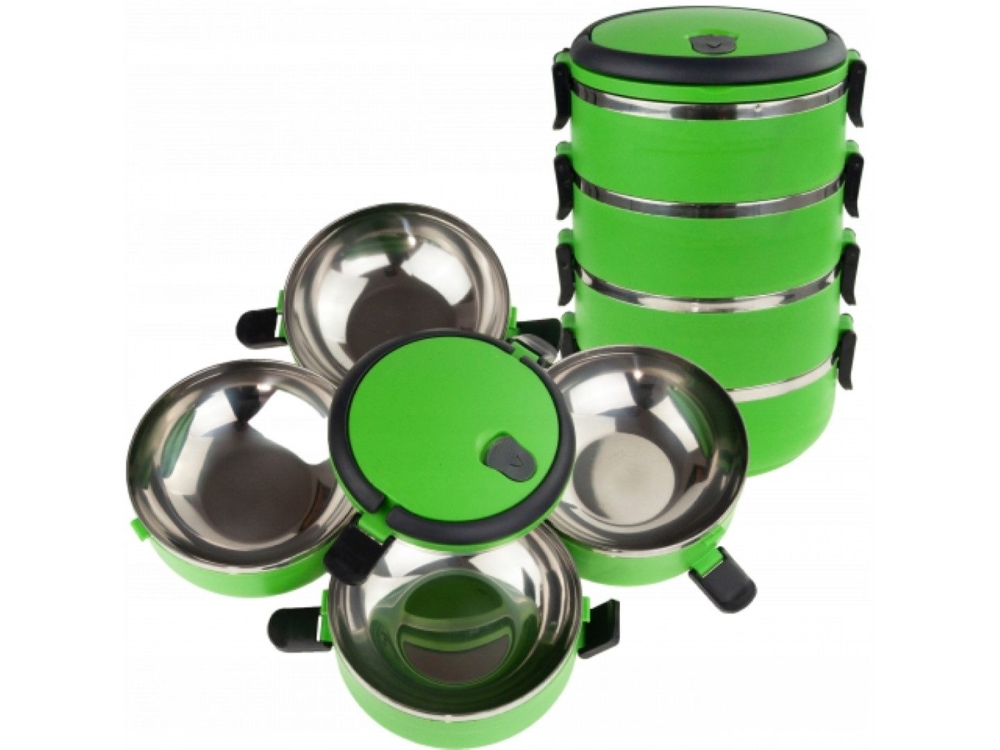 LA CUTE Geschirr-Set Dual-Chamber Lunchbox Container, Edelstahl, BPA-frei, tragbar., 2 Personen, Doppelkammersystem für getrennte Aufbewahrung von Lebensmitteln.