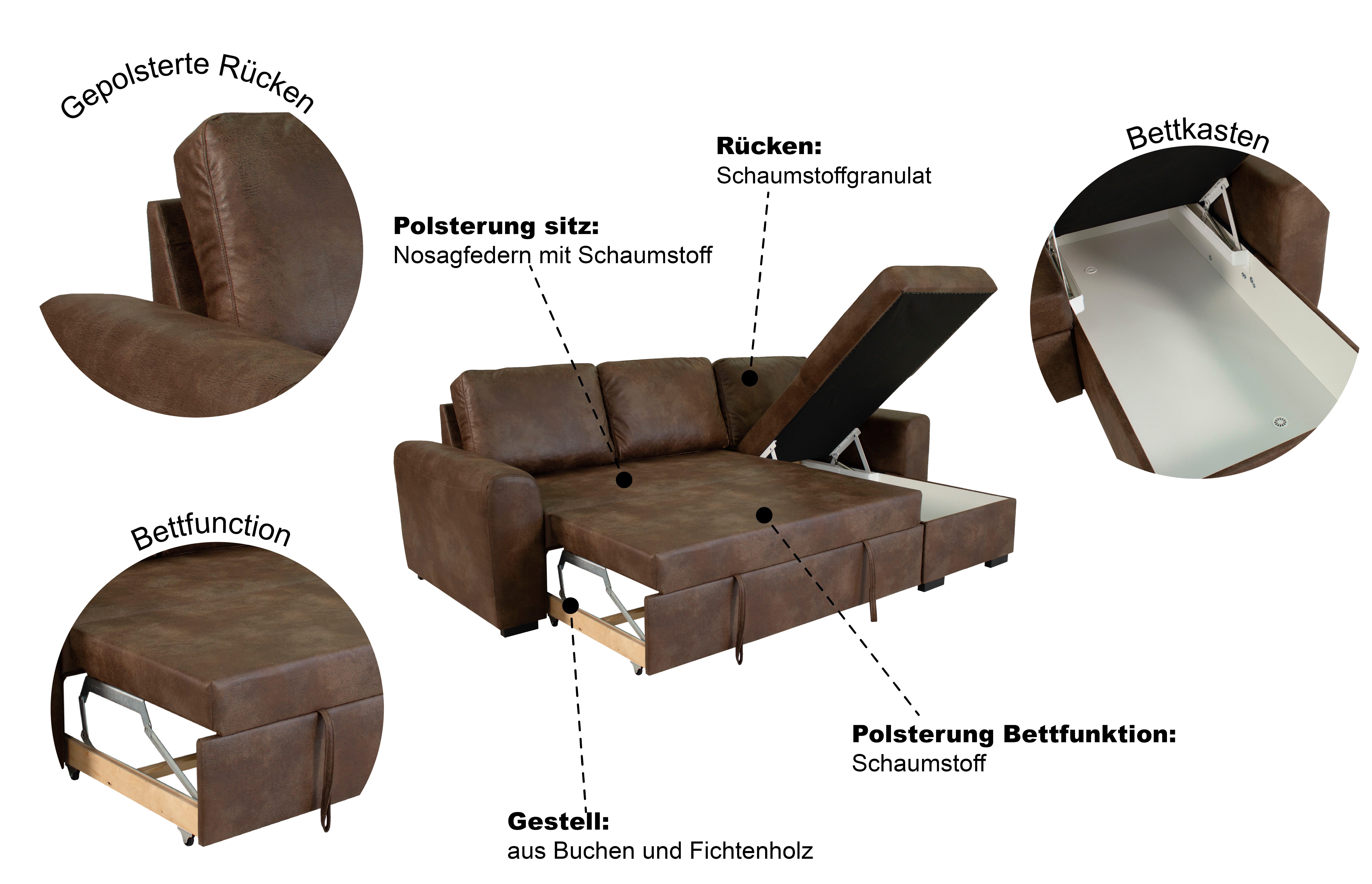 OTTO home Ecksofa Poll L-Form, B: 245 cm, mit Schlaffunktion & Bettkasten – Bild 3 von 5