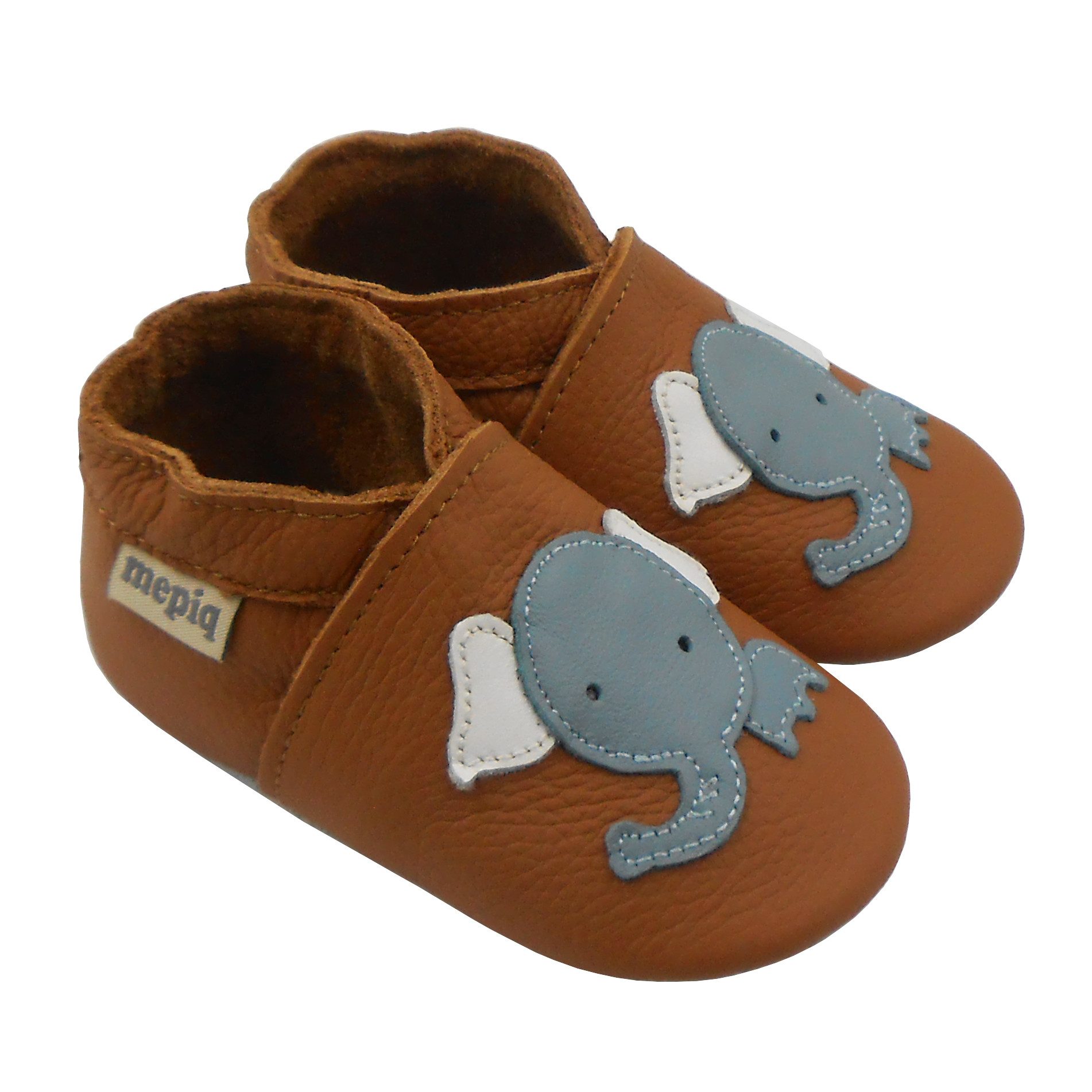 mepiq Krabbelschuhe Baby Lauflernschuhe Wildleder lederpatschen Elefant Barfußschuh (Rutschfest atmungsaktiv)