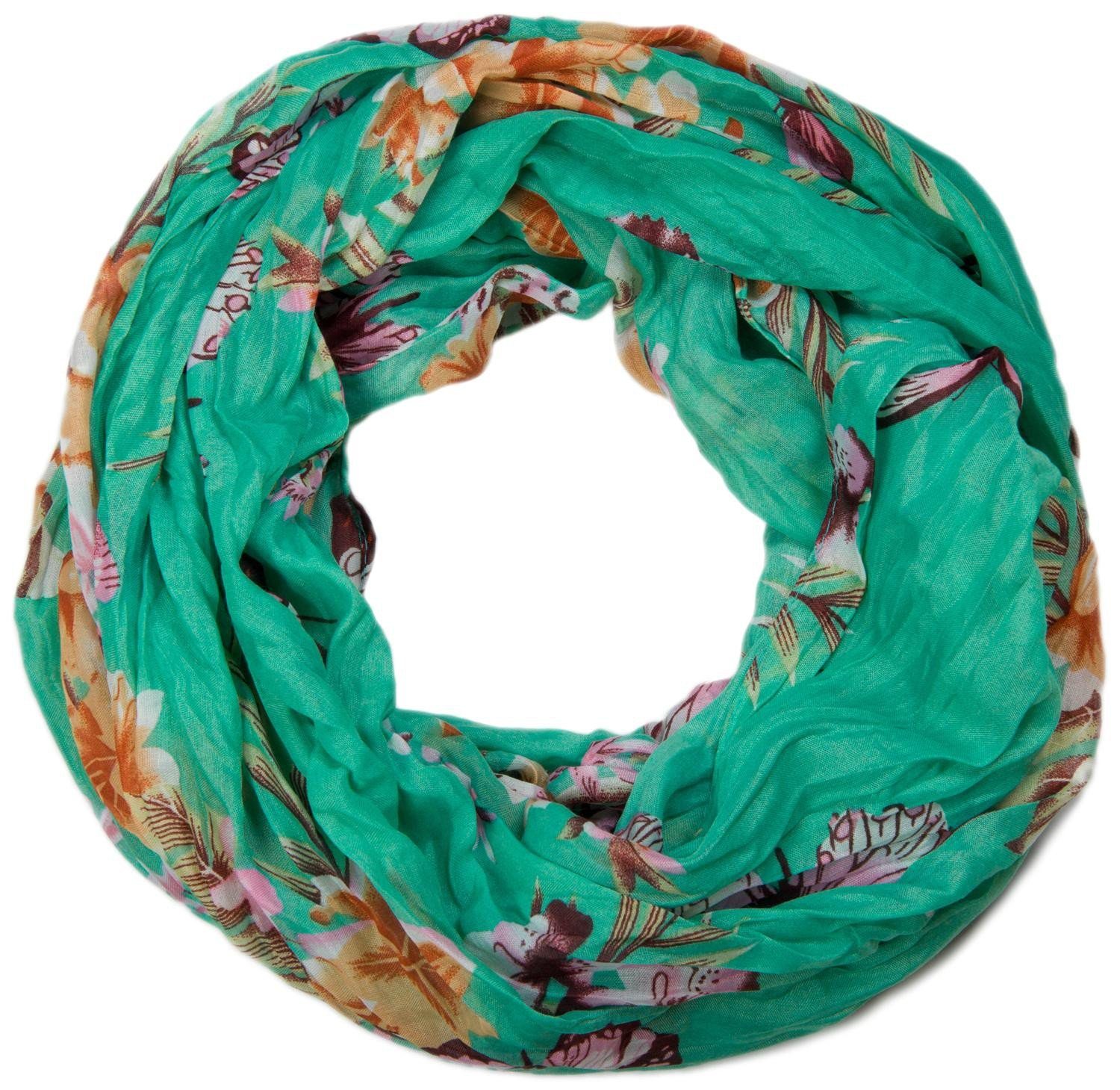 Genießen Sie bitte styleBREAKER Loop, mit Blumen Print (1-St), Schmetterling Loop Mint