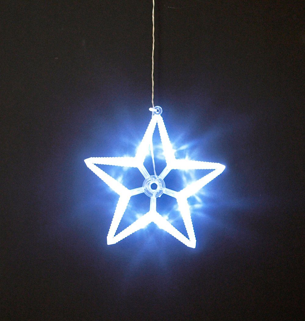 Schneeflocke, Dekostern eisweiss, 1 LED St., Set mit 3-er DEGAMO Stern, Polarstern, Batterie