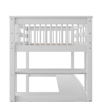 Merax Hochbett mit Schreibtisch und Bücherregal Etagenbett 90x200 cm mit Trittleiter, Kinderbett aus Kiefer