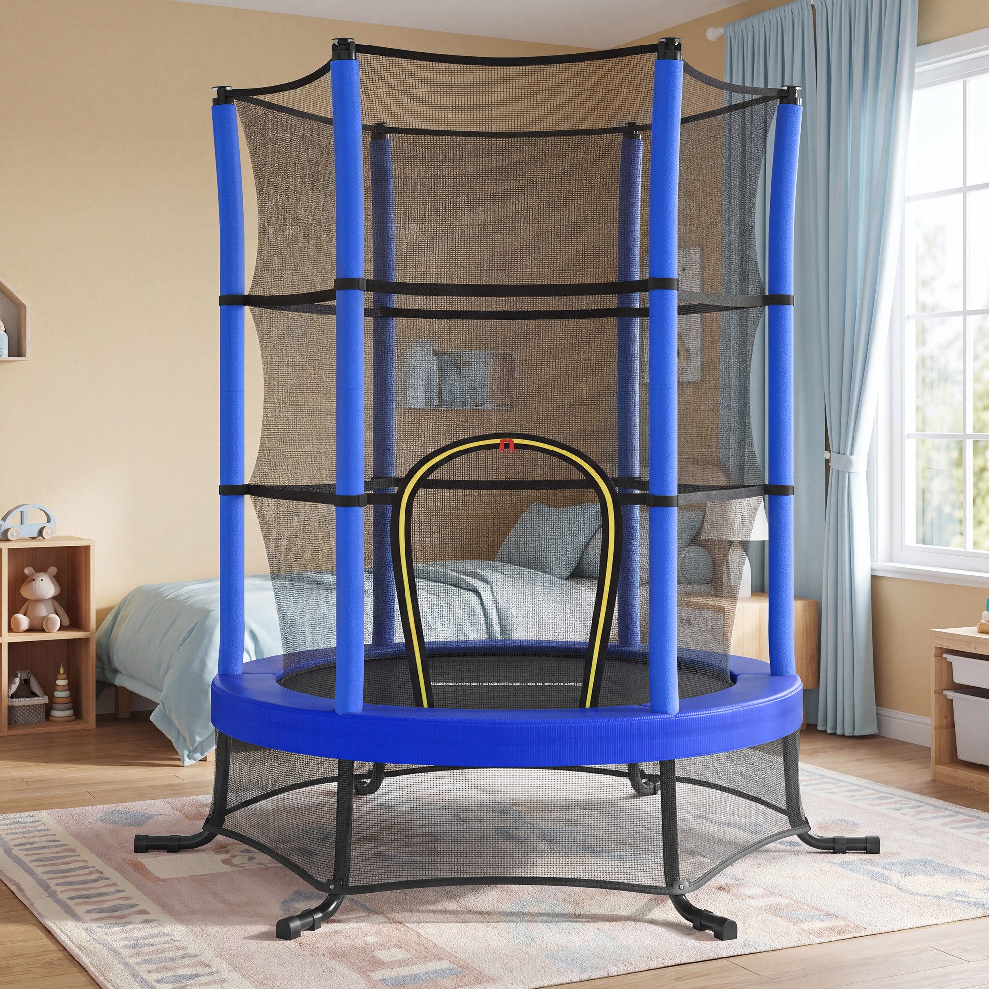 SONGMICS Kindertrampolin 174 cm Kindertrampolin mit Sicherheitsnetz, Randabdeckung, Stahlrahmen, Mini-Trampolin Fitness, Gartentrampolin, für indoor und outdoor