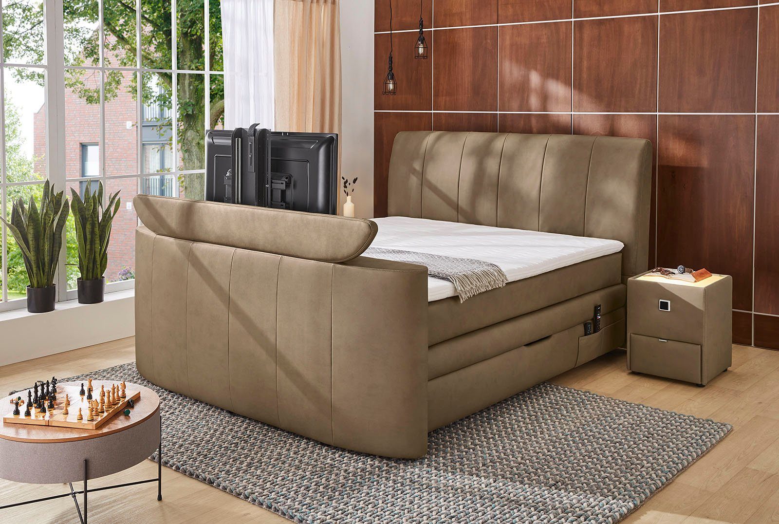 Jockenhöfer Gruppe Boxspringbett BEL AIR, Stauraumbett mit Bettkasten und TV-Lift, inkl. 7-Zonen-TTFK-Matratze H3/H4 und Kaltschaumtopper, …