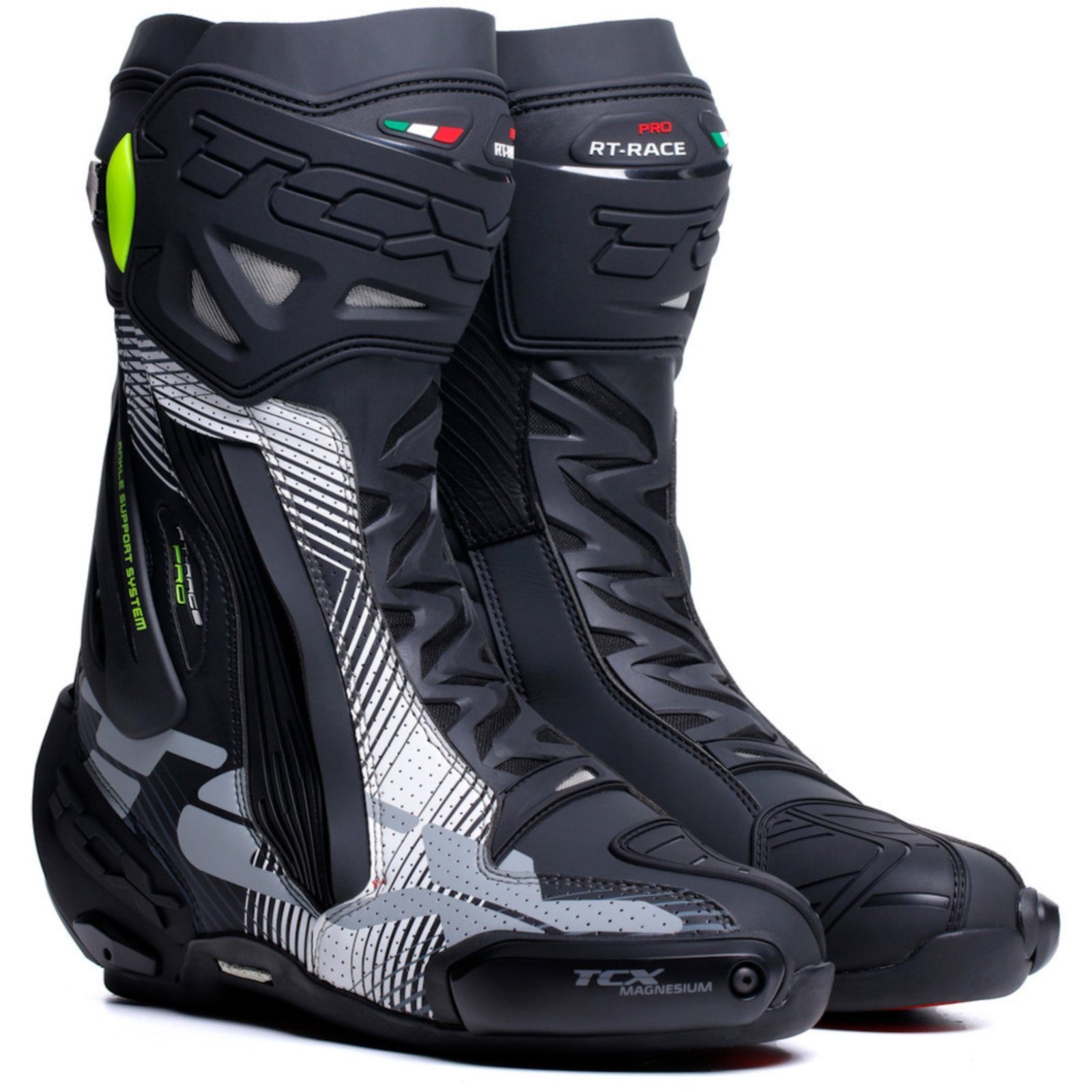TCX TCX RT-Race Pro Air Motorradstiefel Herren schwarz / weiß / grau Motorradstiefel (Packung, Antistatische und Öl- und Benzinfeste Sohle)
