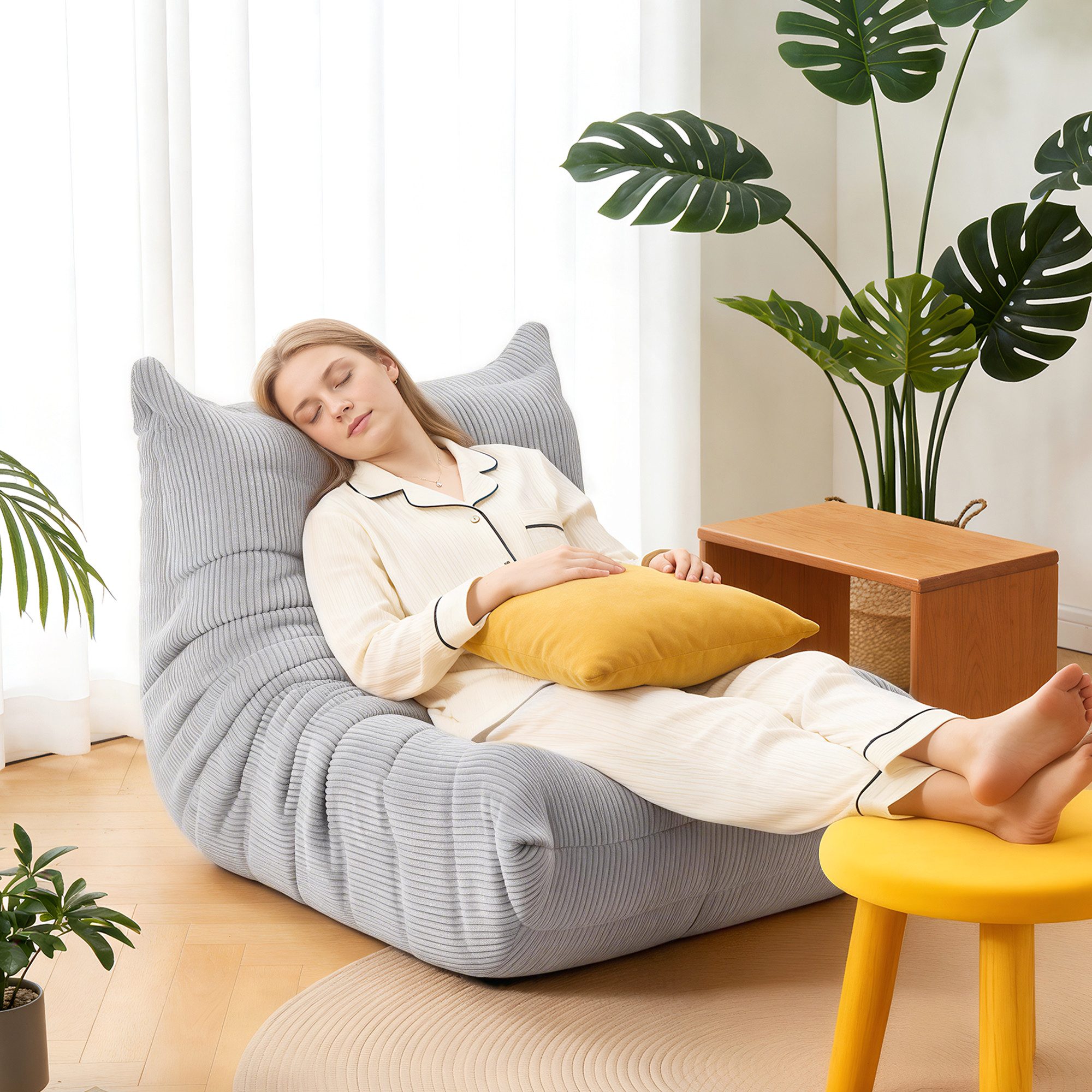 oyajia Sitzsack Relaxsessel Sofa Einzelsofa mit Hochelastischer Schwamm (mit Rückenlehne Einzelsofa), ohne Montage,Bequem & Modern für Wohnzimmer & Schlafzimmer