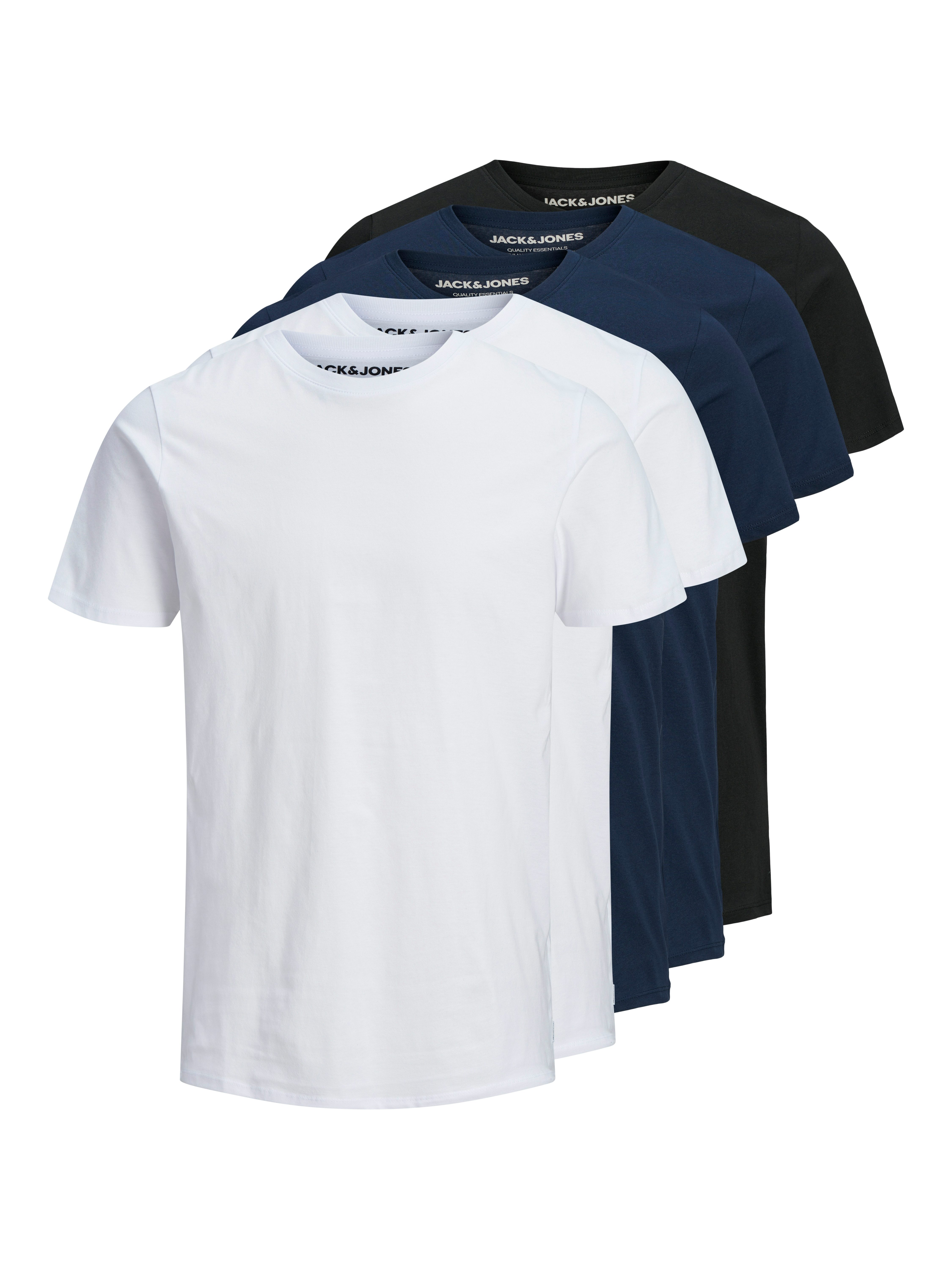 Jack & Jones T-Shirt JJEORGANIC BASIC TEE SS O-NE 5PK MP NOOS (Packung, 5-tlg., 5er-Pack)