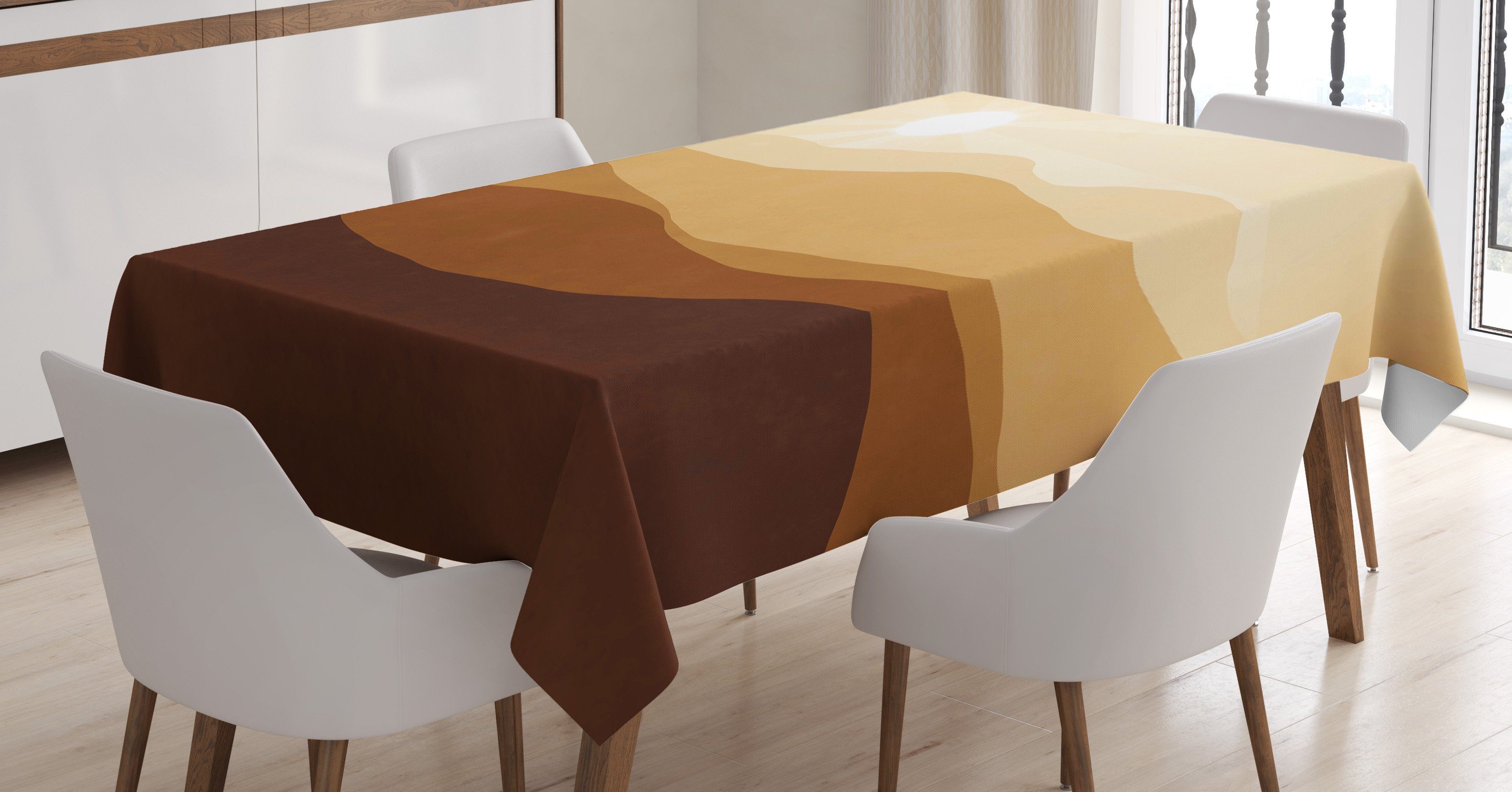 Abakuhaus Tischdecke Farbfest Waschbar Für den Außen Bereich geeignet Klare Farben, Bräunen Abstrakt Sonnenaufgang Berge | Tischdecken