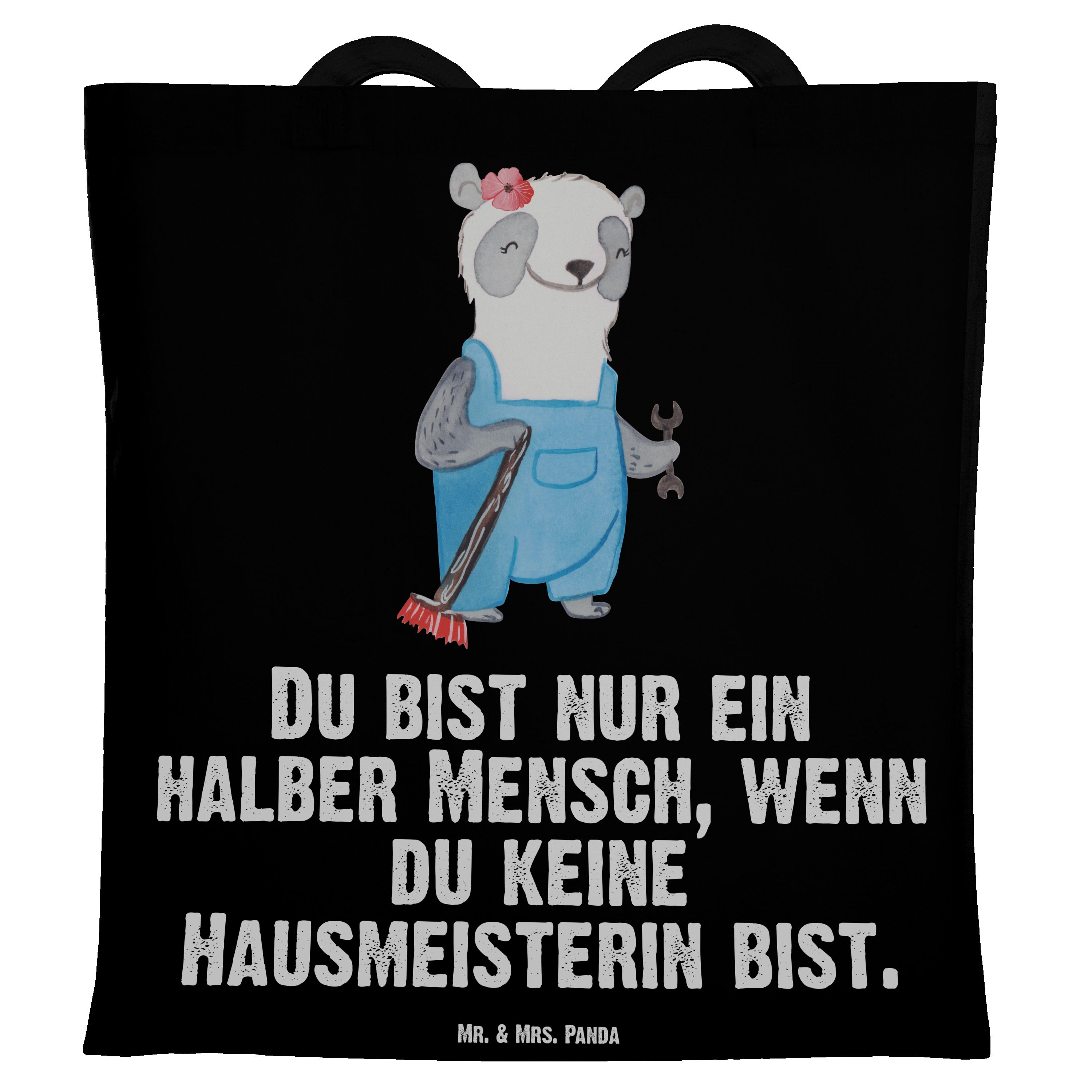 Mr. & Mrs. Herz Facility Tragetasche Heimwerker, mit Geschenk, Man Hausmeisterin Panda (1-tlg) - Schwarz 