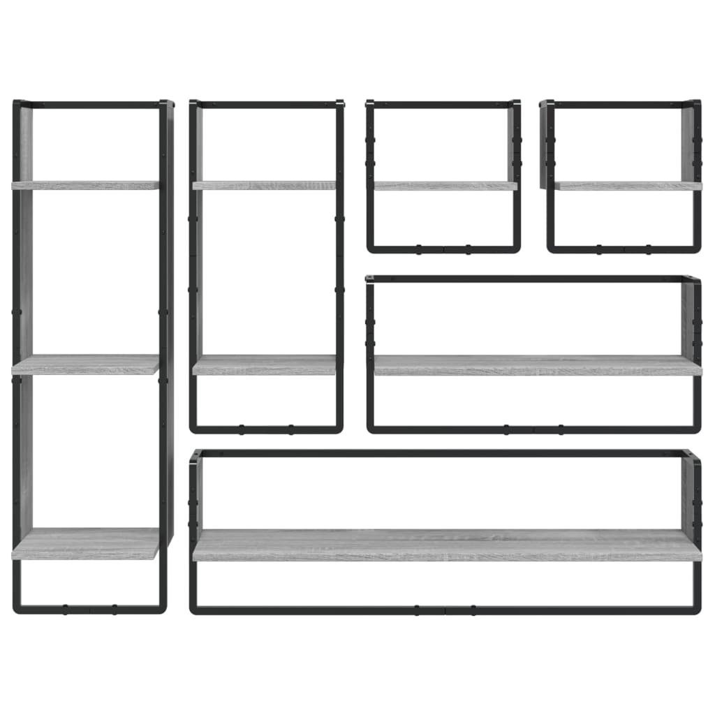 Stangen Grau Wandregal-Set mit 6-tlg Sonoma vidaXL Regal Holzwerkstoff