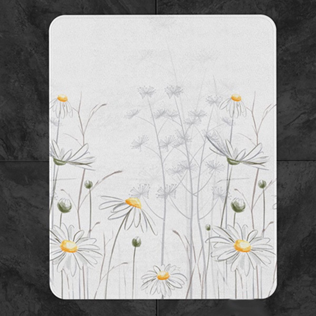 Ekershop Badematte Daisy Badteppich Badvorleger für Dusche WC Duschvorhang, rutschhemmend beschichtet, fußbodenheizungsgeeignet, schnell trocknend, Polyester, 50 cm x 60 cm, Gänseblümchen