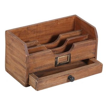 Casa Moro Organizer Schreibtisch Organizer Salerno aus recyceltem Teak-Holz (1 St), Tischorganizer Ordnungssystem Briefablage mit Schublade