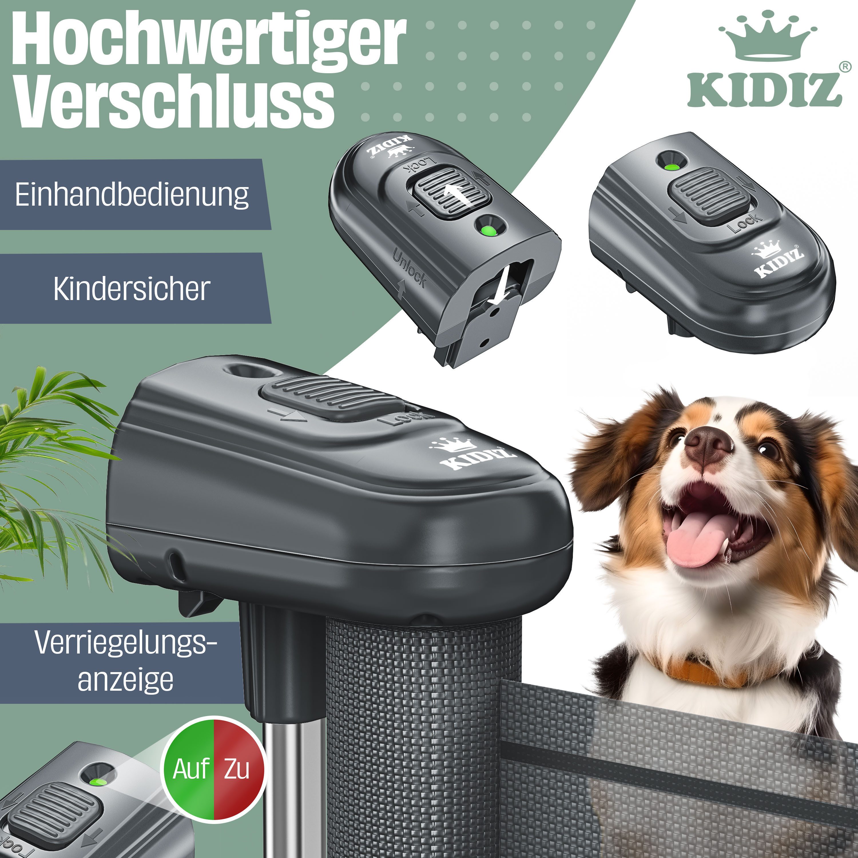 KIDIZ Türschutzgitter Treppenschutzgitter ausziehbar bis 140cm für Kinder, Babys & Haustiere (Schutzgitter für Treppen & Türen inkl. Bodenanker & Montagezubehör), Raumtrennung Absperrgitter kindersicheres Treppengitter