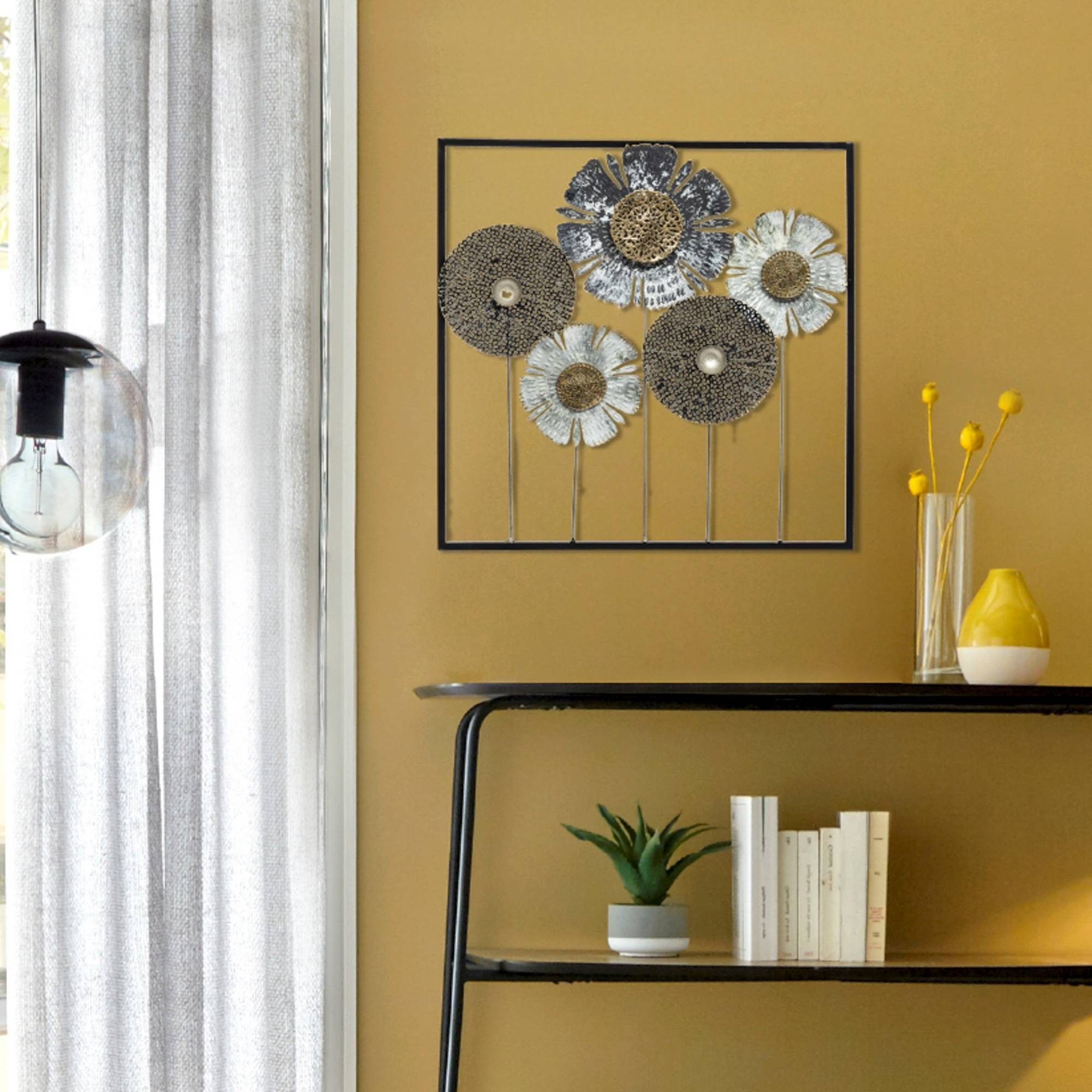 Atmosphera Créateur d'intérieur Wanddekoobjekt Wanddekoration aus Metall FLOWER, 50 x 50 cm (1 Stk., Deko-Objekt)