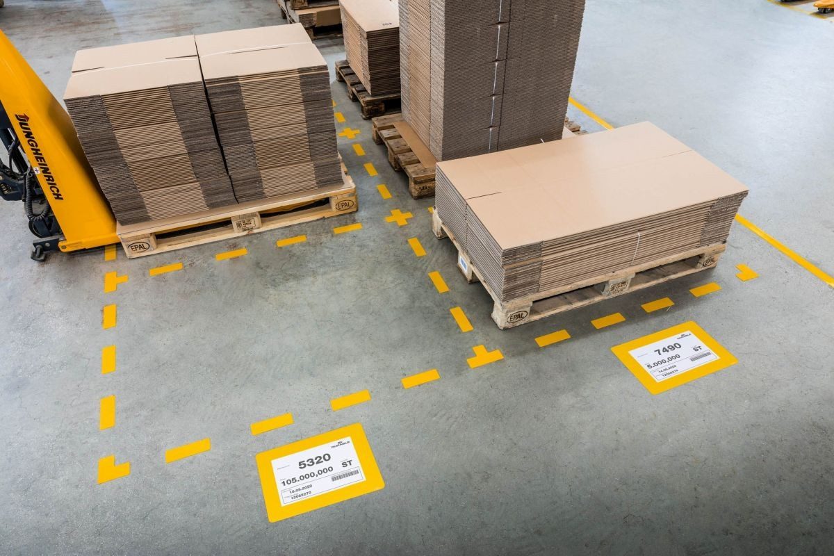 DURABLE Kettenschloss Bodenmarkierungsfenster A4 ablösbar signalgelb VE=10 Stück
