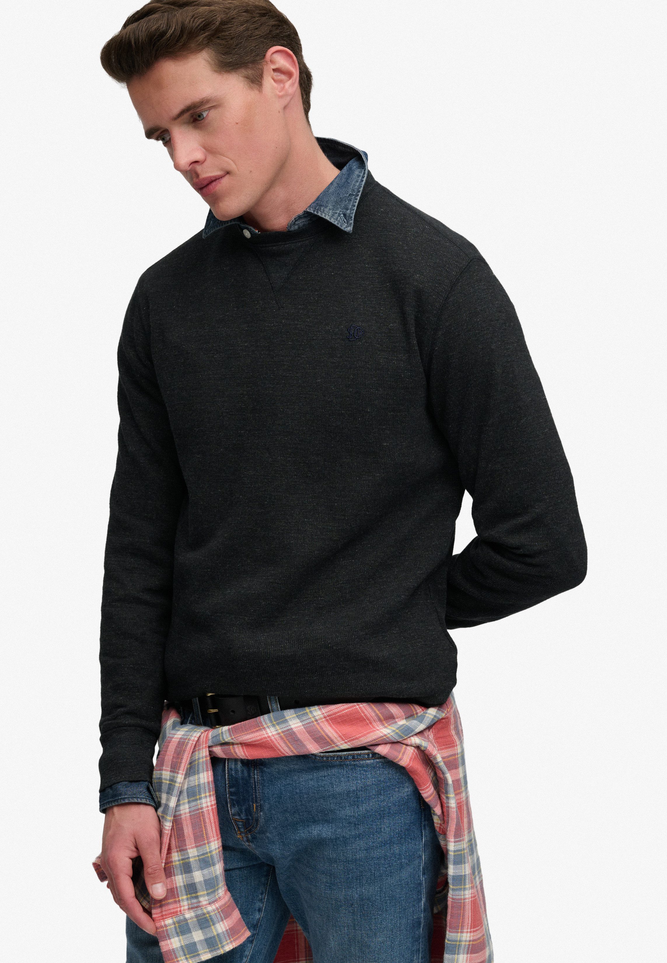 Superdry Langarmshirt CLASSIC SLUB WAFFLE TOP aus Baumwolle, Relaxed Fit, mit Rundhalsausschnitt
