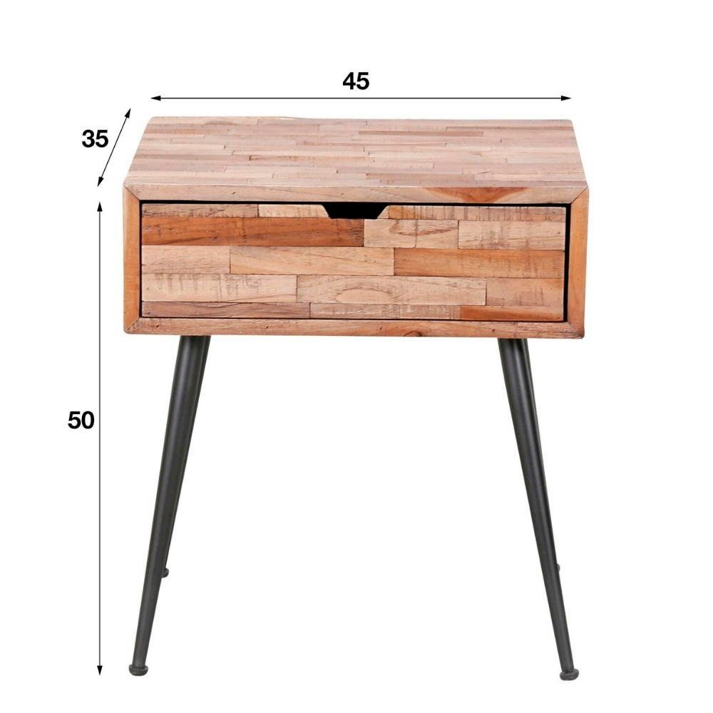 Natur-hell Rinara RINGO-Living Nachttisch in Möbel Beistelltisch und Schublade Schwarz-m, mit Massivholz