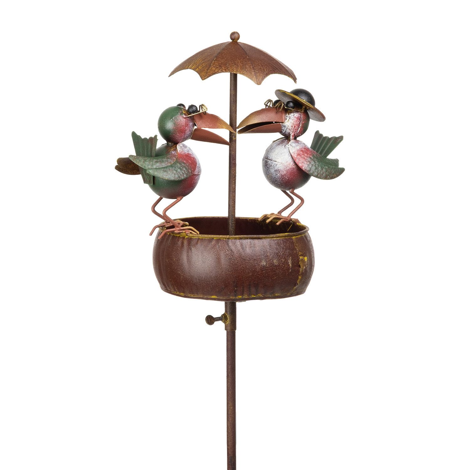 Gartenstecker Gartenstecker Vogel mit Schirm aus Metall 128 cm