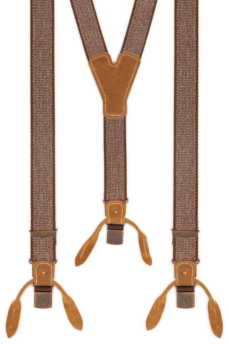 Trachtenlederhose Trachten Hosenträger - BASIC-WEB - braunmeliert