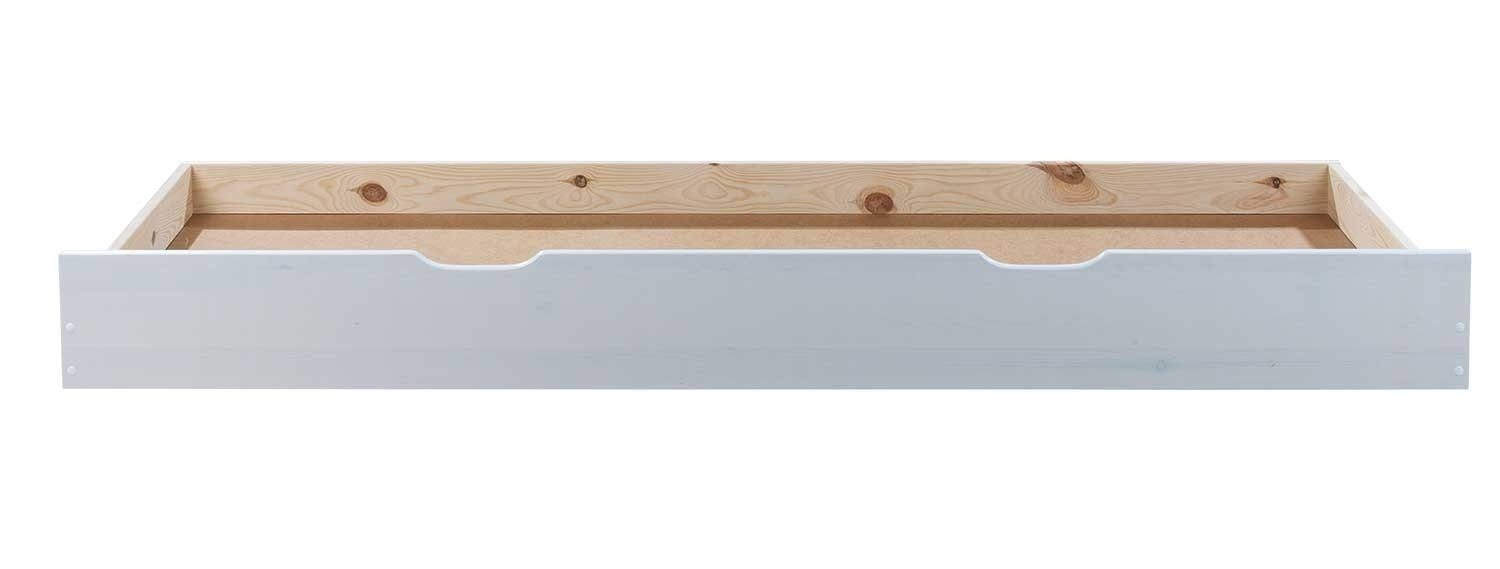 Home4You Bettschubkasten, Weiß, Kiefernholz massiv, mit 4 Rollen, für Betten mit einer Breite von 200 cm